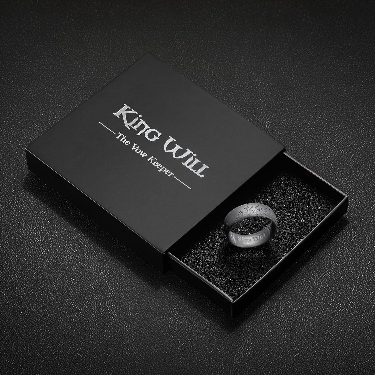 imageKing Will Silicone Ring for Men and Women 18mm Ultra Thick 66mm Width Dome Metallic Style Comfort Fit Breathable Durable Flexible Wedding BandMetallic Dark Gray