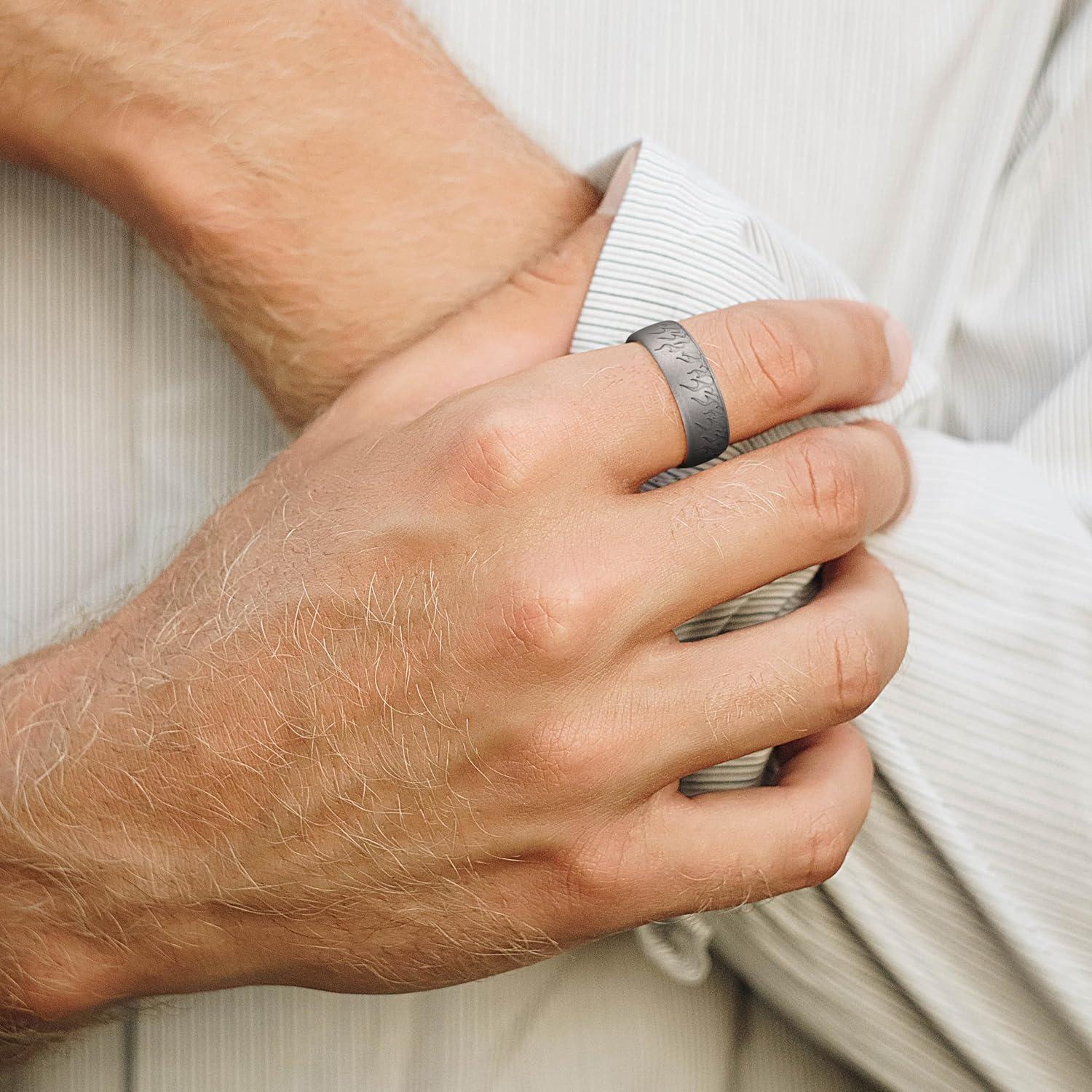 imageKing Will Silicone Ring for Men and Women 18mm Ultra Thick 66mm Width Dome Metallic Style Comfort Fit Breathable Durable Flexible Wedding BandMetallic Dark Gray