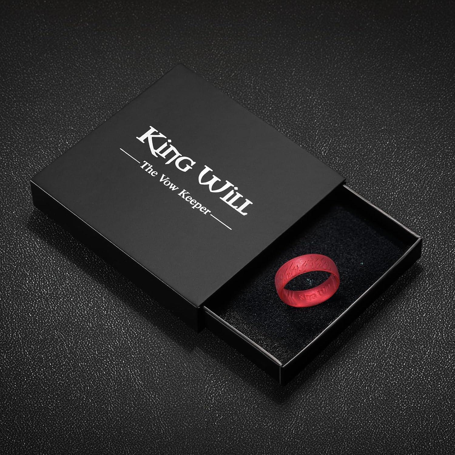 imageKing Will Silicone Ring for Men and Women 18mm Ultra Thick 66mm Width Dome Metallic Style Comfort Fit Breathable Durable Flexible Wedding BandRed