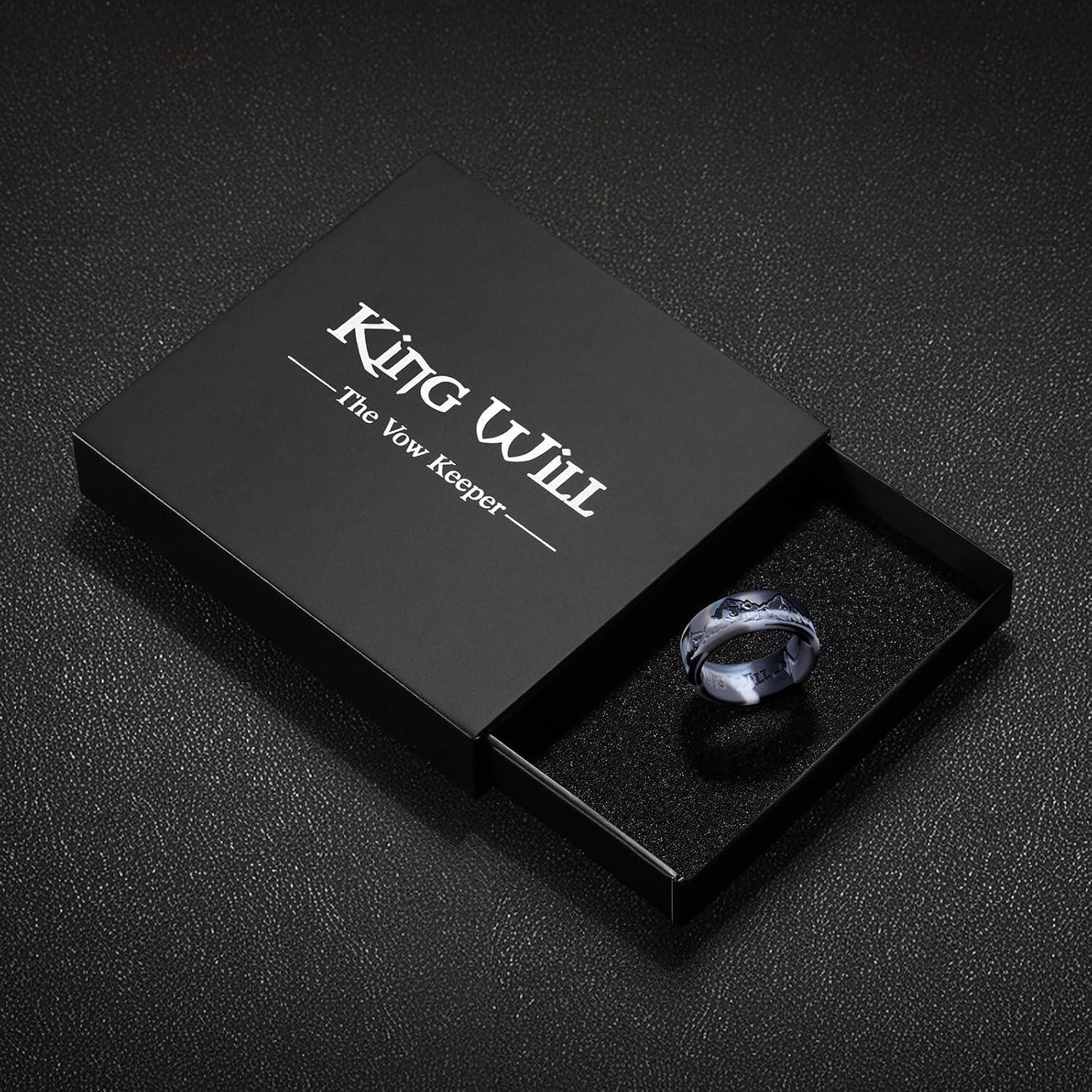 imageKing Will Silicone Rings For Men Rubber Wedding Bands with Unique Mountain Peak Design Multiple Colors 8mm Wide 22mm Thick Comfort Fit Size 713Black  Gray Camouflage