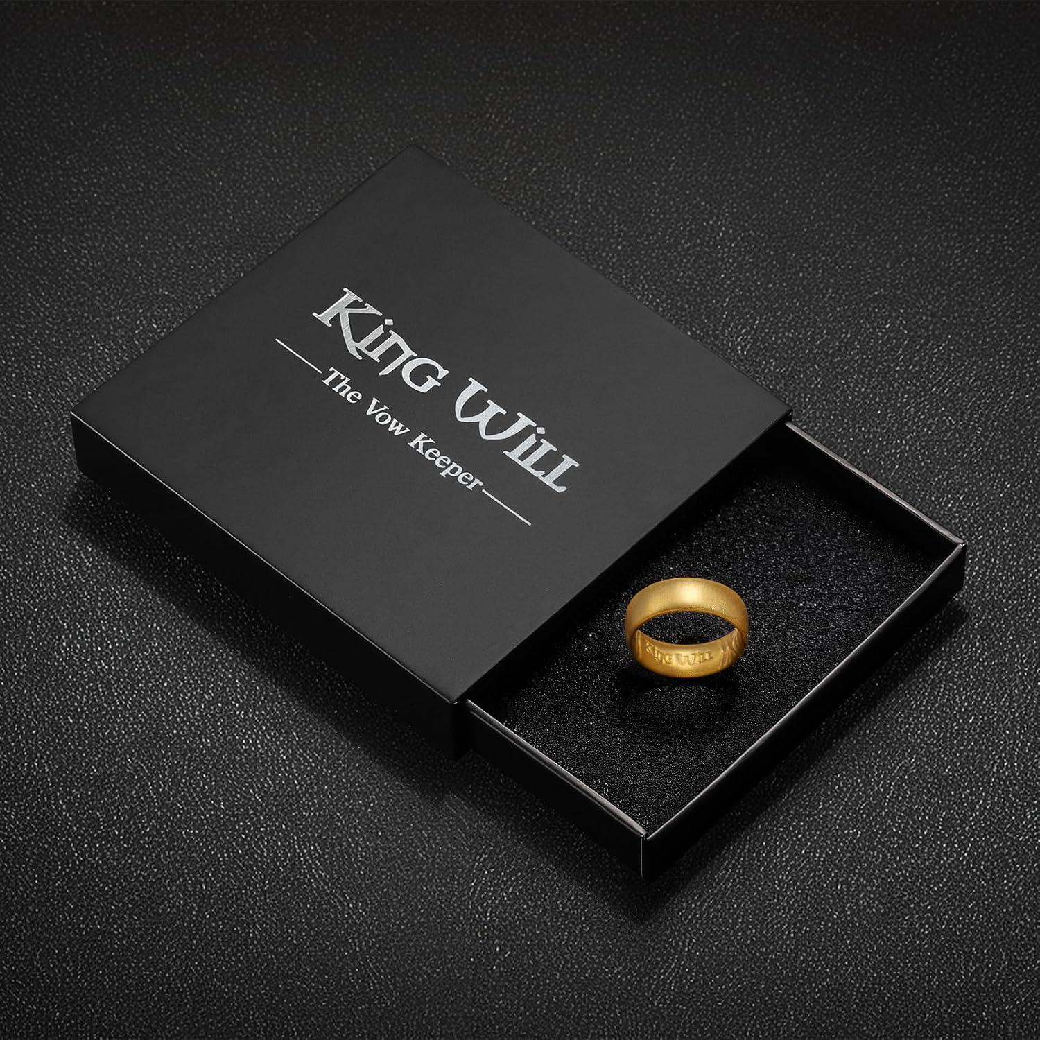 imageKing Will Silicone Wedding Band for Men Women 18mm Ultra Thin Ring with Metallic Shimmer Comfort Grip Inner Design Hypoallergenic Rubber Wedding Ring for Gym Work Travel Size 714Golden Brown