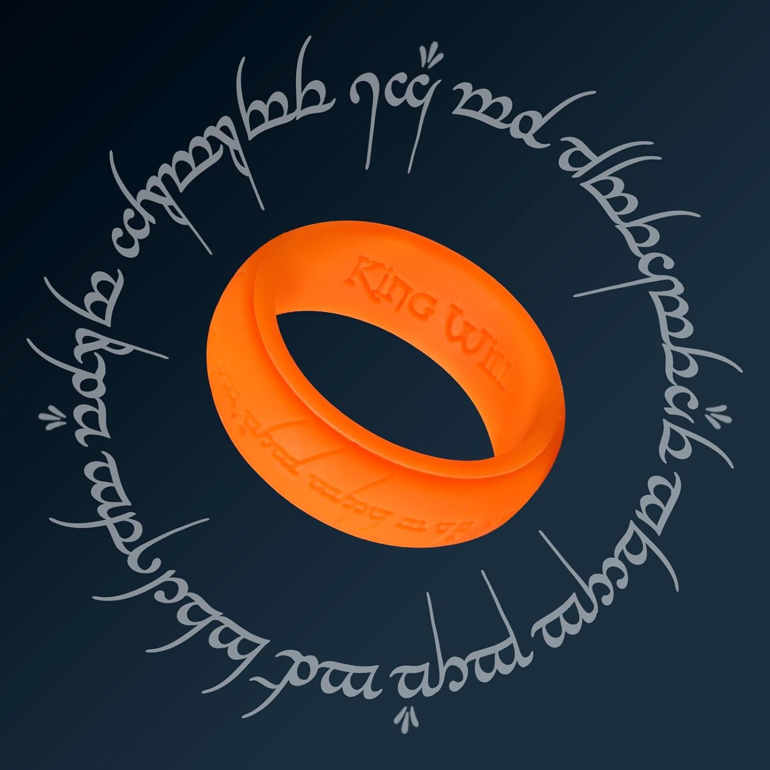 imageKing Will Silicone Wedding Band for Men8mm Width in BrownampampBlueampampOrangeampampGoldampampSliver Breathable Rubber Wedding Ring with Unique Pattern Design Comfort Fit Size 814Orange