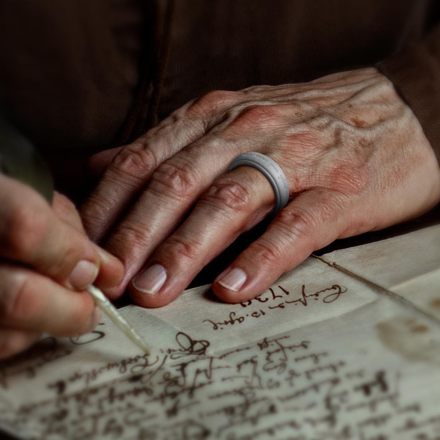 imageKing Will Silicone Wedding Band for Men8mm Width in BrownampampBlueampampOrangeampampGoldampampSliver Breathable Rubber Wedding Ring with Unique Pattern Design Comfort Fit Size 814BronzeSilverGold