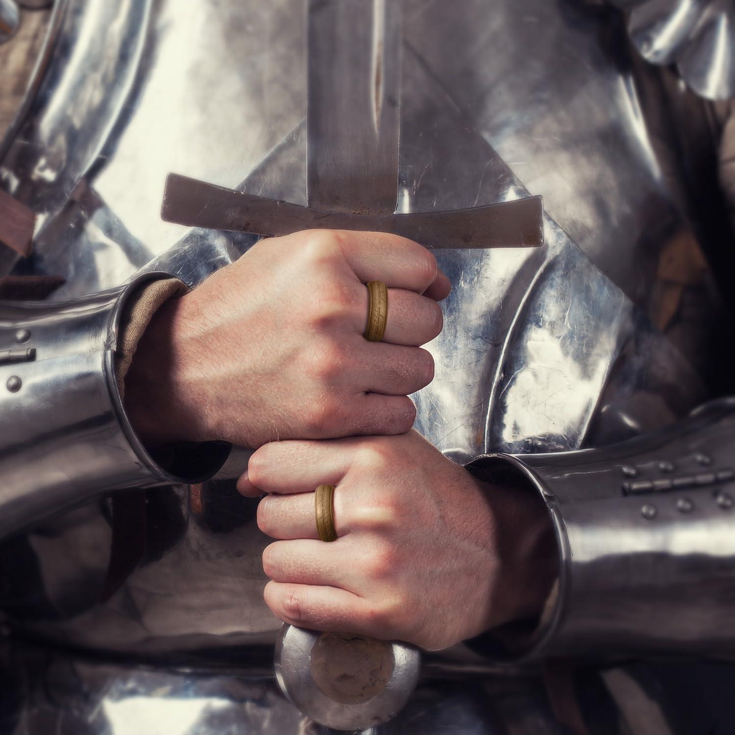 imageKing Will Silicone Wedding Band for Men8mm Width in BrownampampBlueampampOrangeampampGoldampampSliver Breathable Rubber Wedding Ring with Unique Pattern Design Comfort Fit Size 814BronzeSilverGold