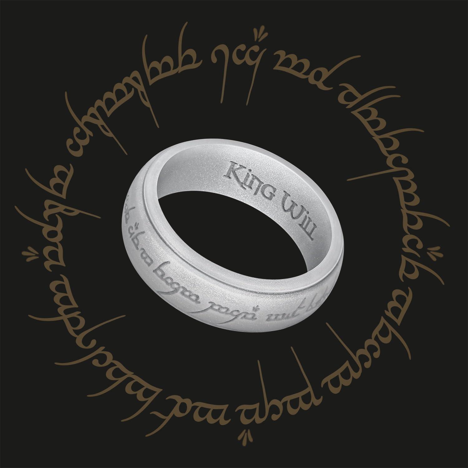 imageKing Will Silicone Wedding Band for Men8mm Width in BrownampampBlueampampOrangeampampGoldampampSliver Breathable Rubber Wedding Ring with Unique Pattern Design Comfort Fit Size 814Dark GreySilverGold