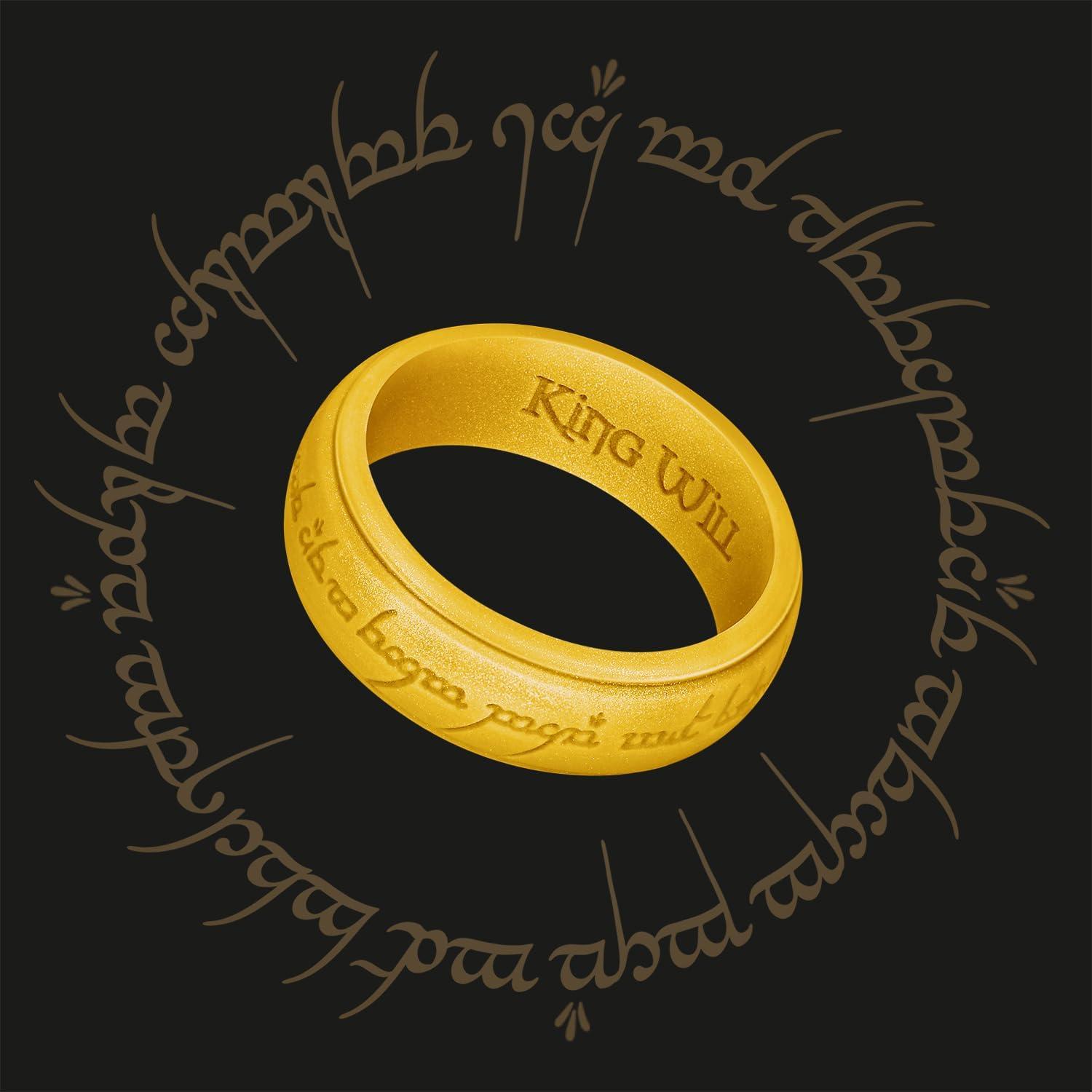 imageKing Will Silicone Wedding Band for Men8mm Width in BrownampampBlueampampOrangeampampGoldampampSliver Breathable Rubber Wedding Ring with Unique Pattern Design Comfort Fit Size 814Gold