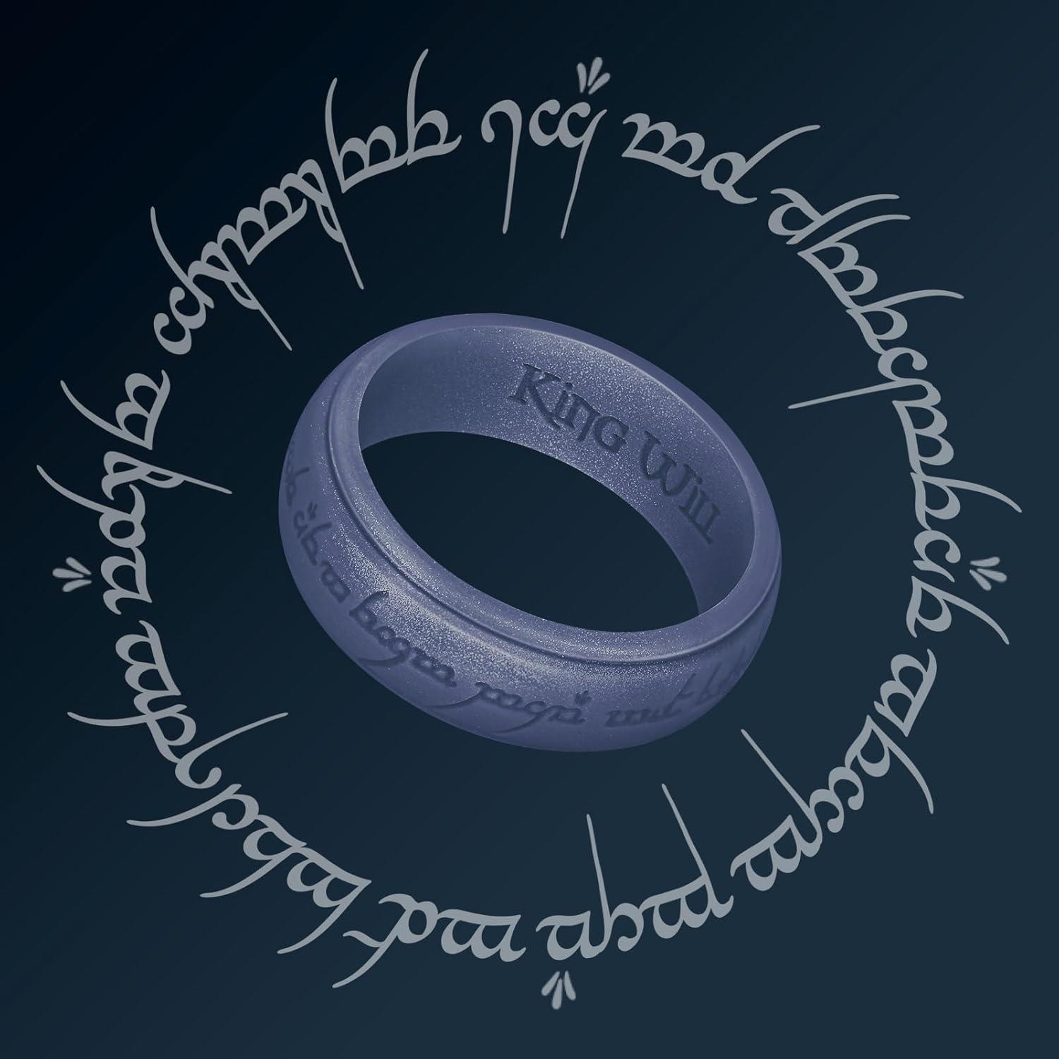 imageKing Will Silicone Wedding Band for Men8mm Width in BrownampampBlueampampOrangeampampGoldampampSliver Breathable Rubber Wedding Ring with Unique Pattern Design Comfort Fit Size 814Light Blue