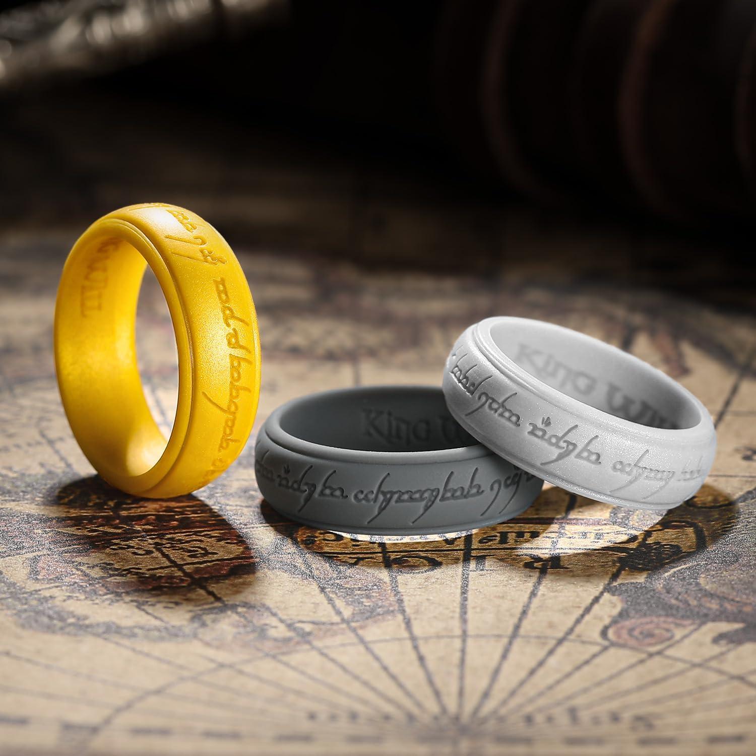 imageKing Will Silicone Wedding Band for Men8mm Width in BrownampampBlueampampOrangeampampGoldampampSliver Breathable Rubber Wedding Ring with Unique Pattern Design Comfort Fit Size 814Dark GreySilverGold