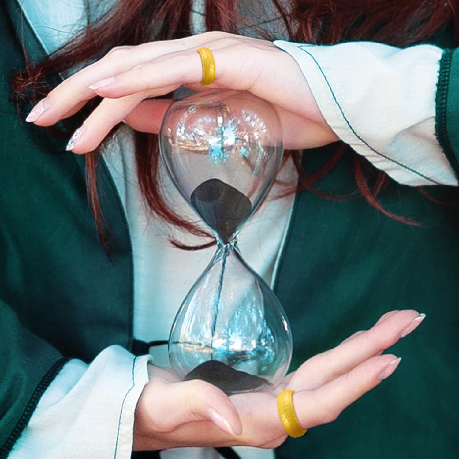 imageKing Will Silicone Wedding Band for Men8mm Width in BrownampampBlueampampOrangeampampGoldampampSliver Breathable Rubber Wedding Ring with Unique Pattern Design Comfort Fit Size 814Gold