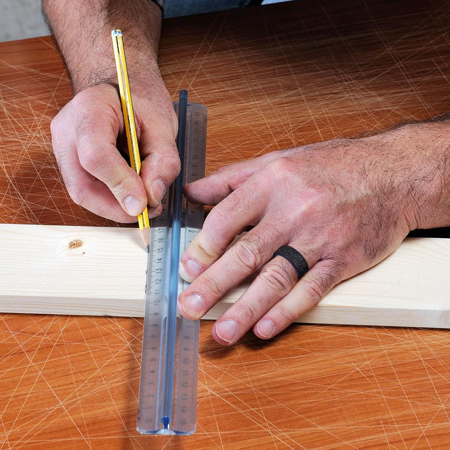 imageKing Will Silicone Wedding Rings For Men 4 Pack Rubber Wedding Bands with Celtic Knot Pattern 8mm Wide 22mm Thick Comfort Fit Size 13Black Blue