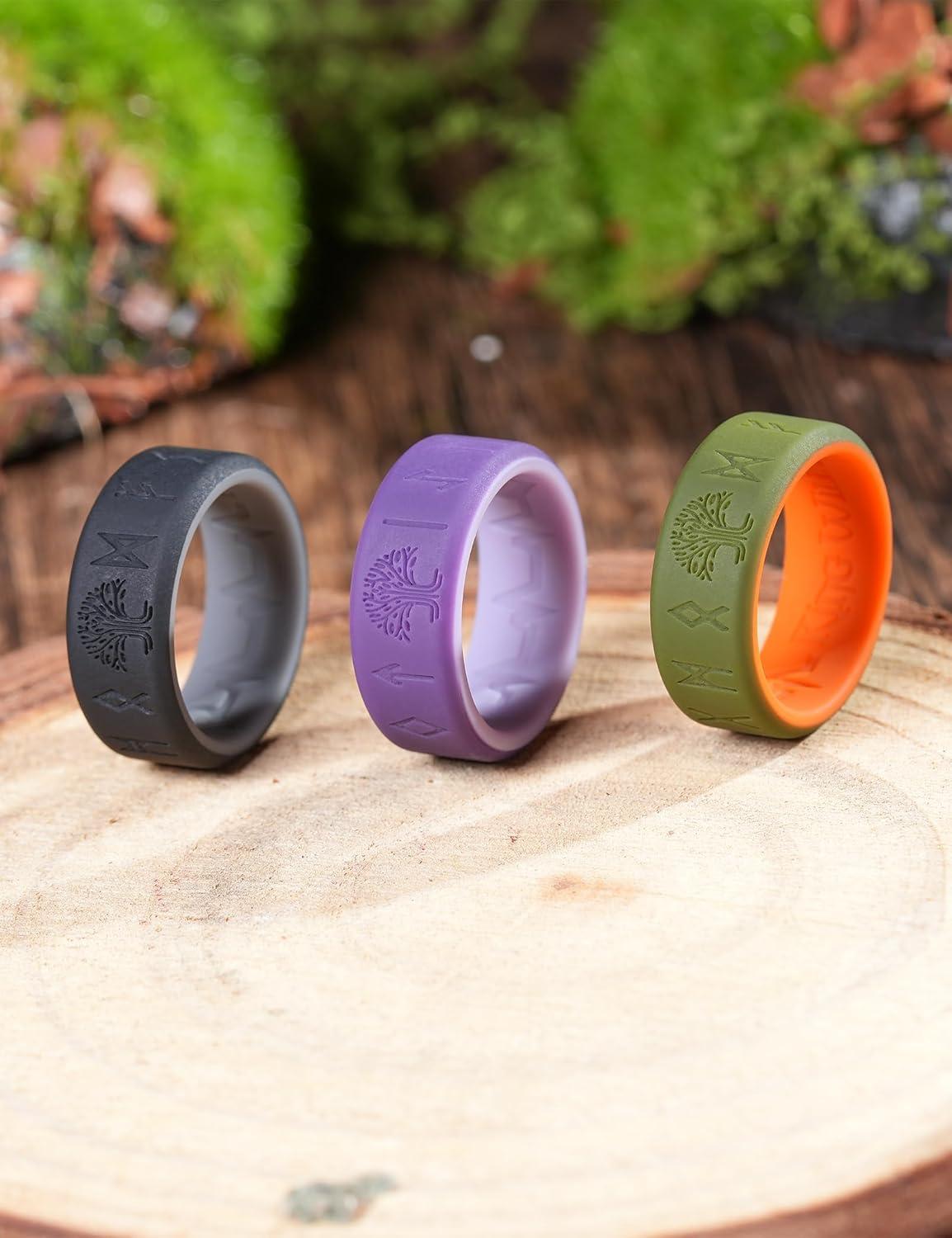 imageKing Will Silicone Wedding Rings For Men 4 Pack Rubber Wedding Bands with Celtic Knot Pattern 8mm Wide 22mm Thick Comfort Fit Size 13Pack 3A