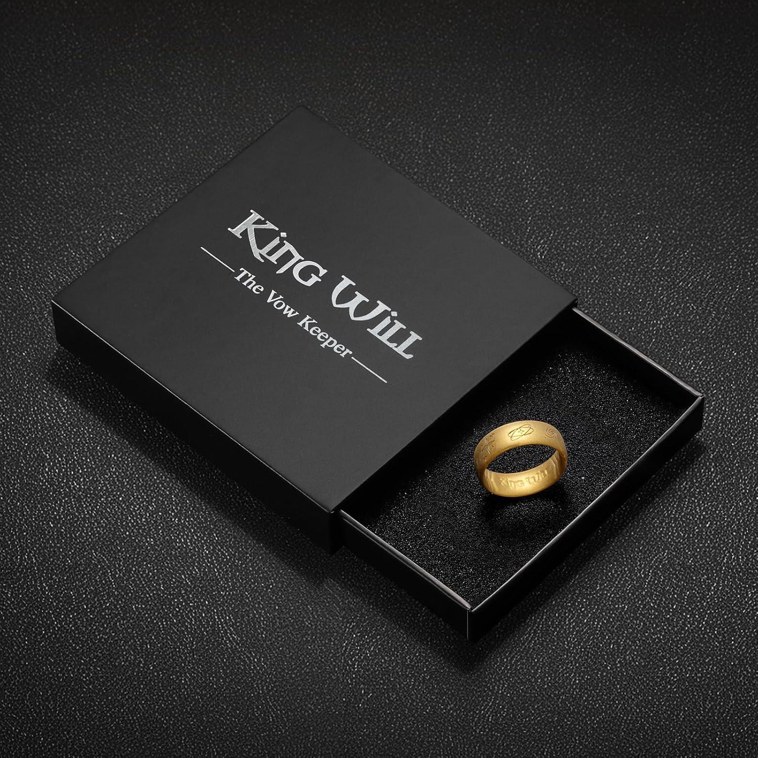 imageKing Will Silicone Wedding Rings For Men 66mm Wide 18mm Thick Star ampamp Moon Pattern Design Rubber Wedding Bands Gold Breathable Design Comfort Fit Size 9