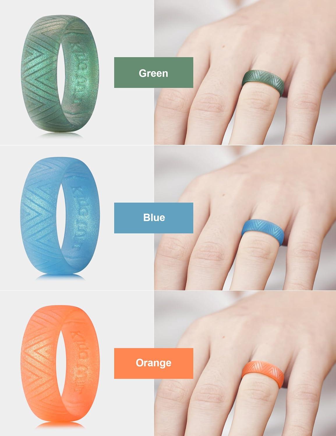 imageKing Will Silicone Wedding Rings For Men 66mm Wide 18mm Thick TriangularStarFlower Pattern Design Rubber Wedding Bands Breathable Design Comfort Fit Size 713Pack B