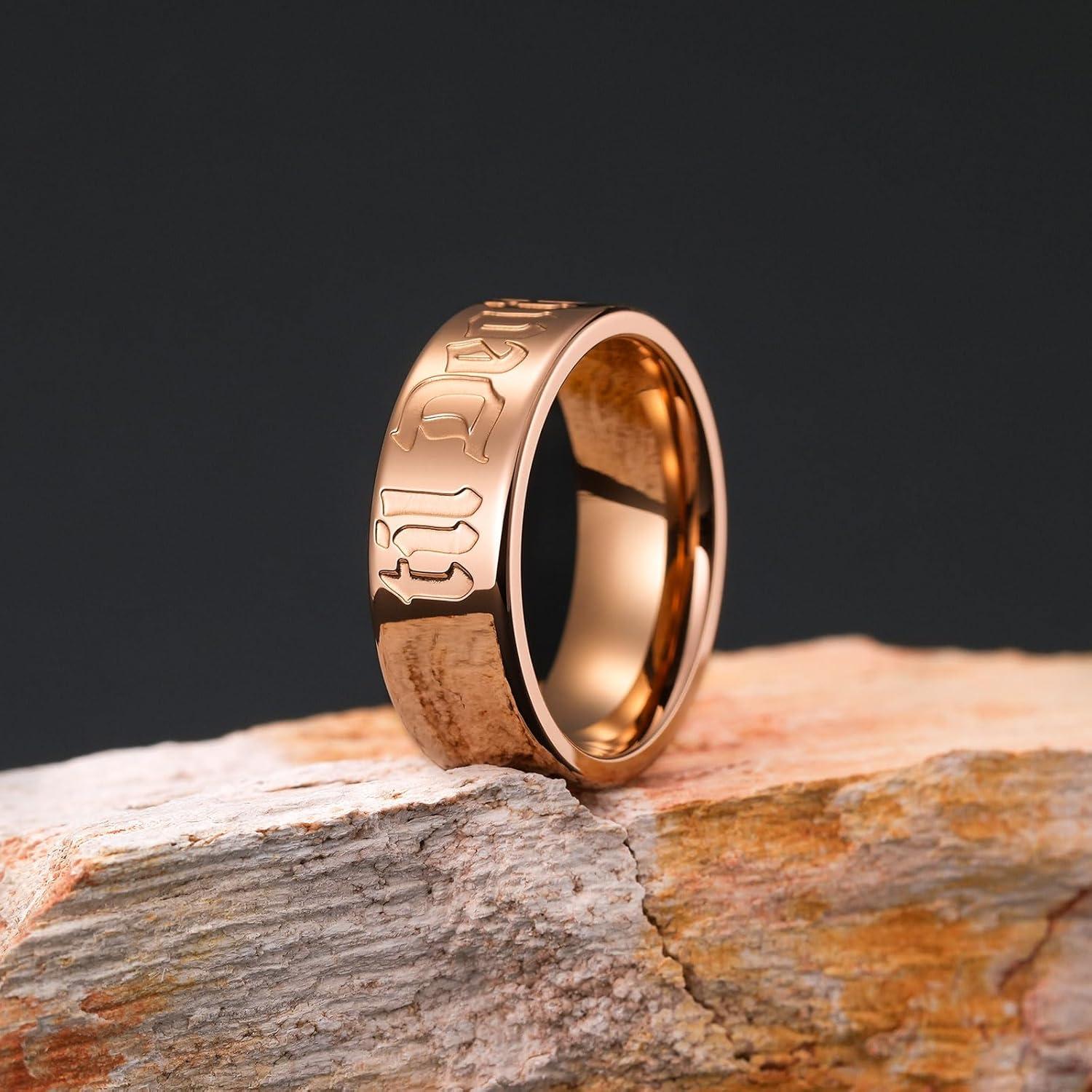 imageKing Will Till Death Men Wedding Band in Rose Gold 8mm Stainless Steel Wedding Ring for Men RoseGold Wedding Ring Polished CorrosionResistant Till Death Ring Comfort Fit Size 712Rose Gold