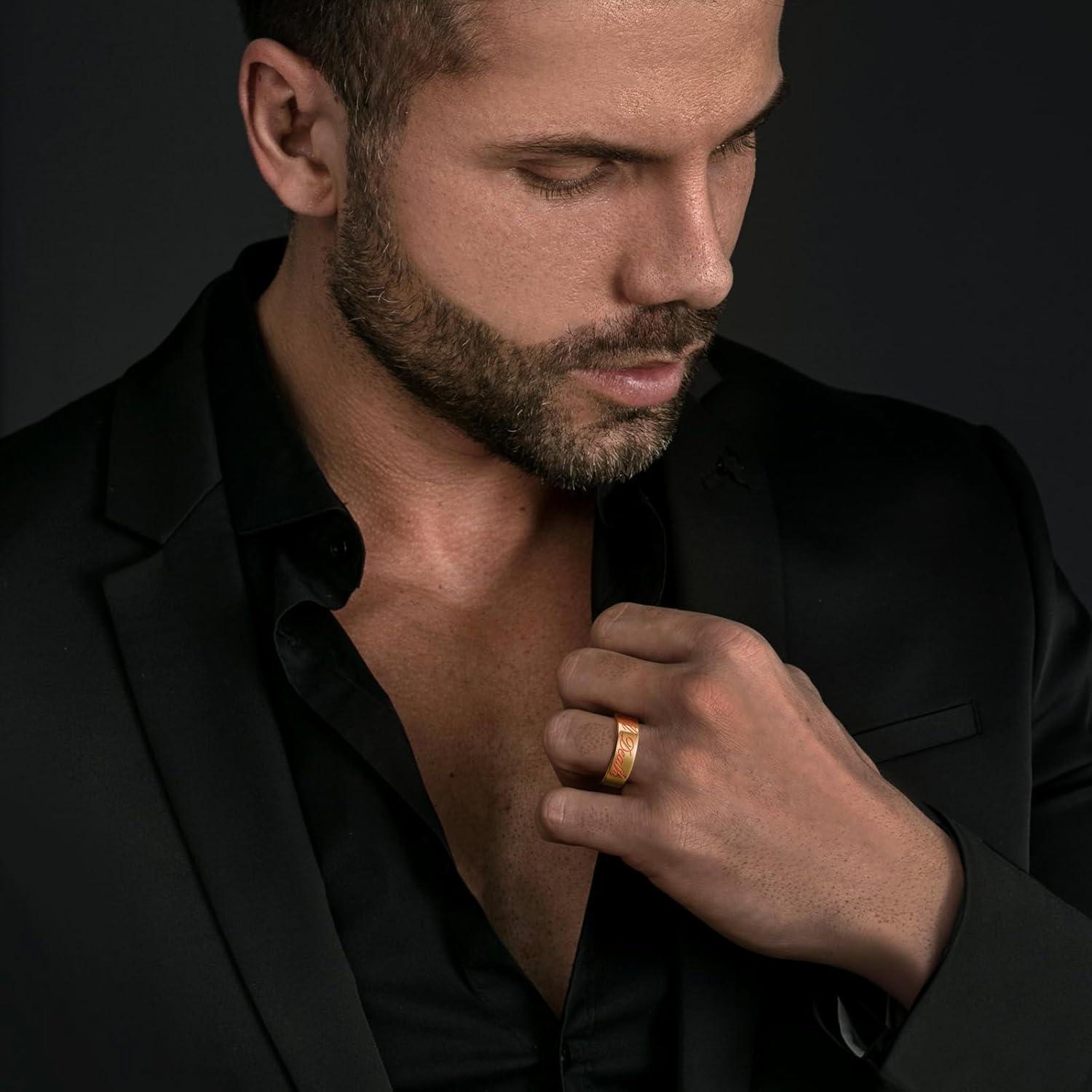 imageKing Will Till Death Men Wedding Band in Rose Gold 8mm Stainless Steel Wedding Ring for Men RoseGold Wedding Ring Polished CorrosionResistant Till Death Ring Comfort Fit Size 712Gold