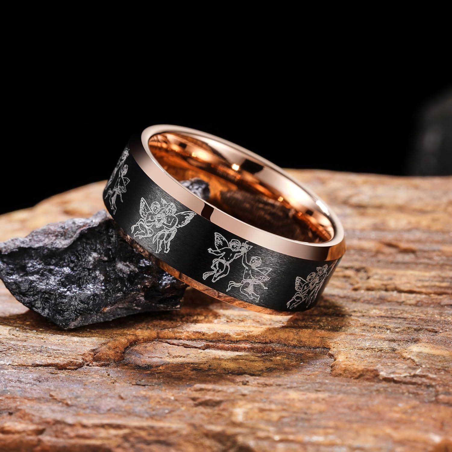 imageKing Will Till Death Men Wedding Band in Rose Gold 8mm Stainless Steel Wedding Ring for Men RoseGold Wedding Ring Polished CorrosionResistant Till Death Ring Comfort Fit Size 712Black Rose Gold