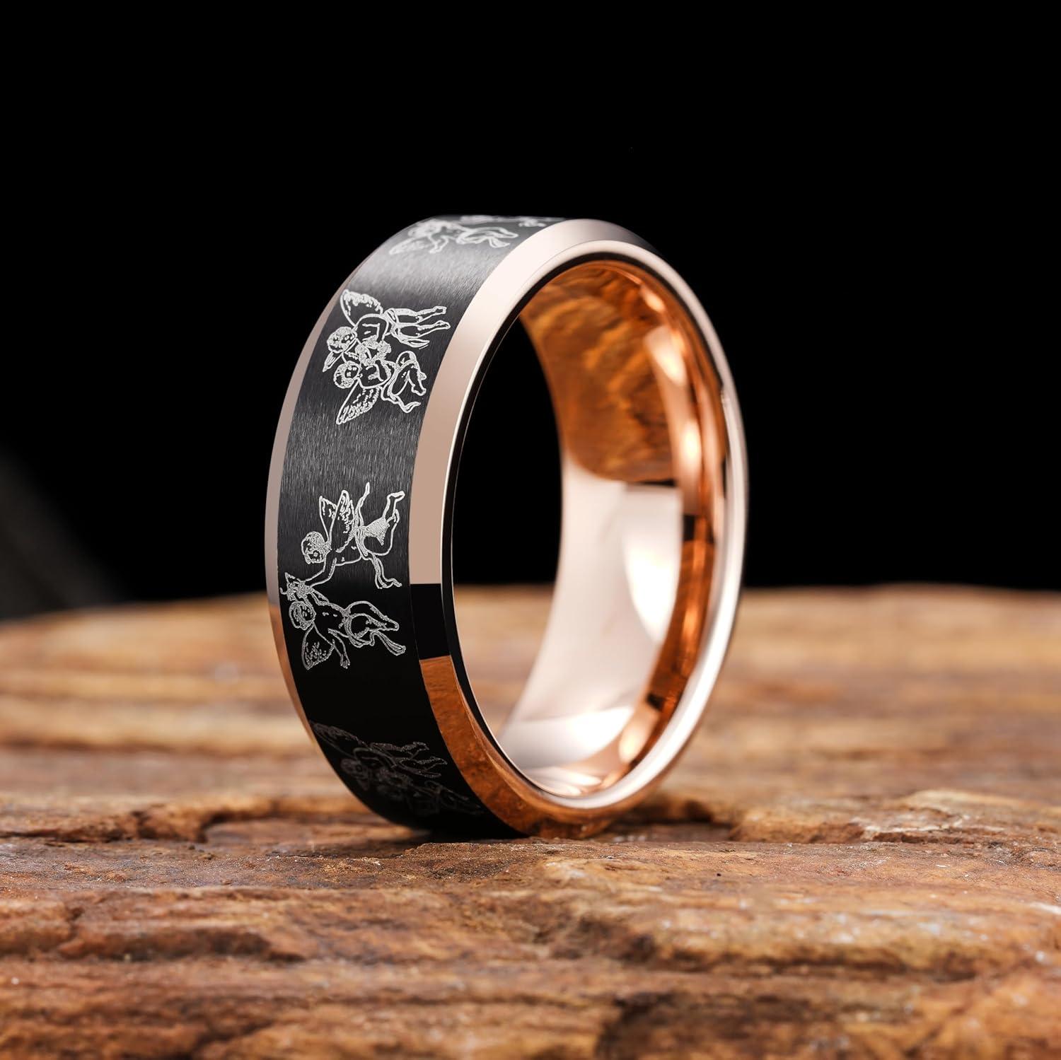 imageKing Will Till Death Men Wedding Band in Rose Gold 8mm Stainless Steel Wedding Ring for Men RoseGold Wedding Ring Polished CorrosionResistant Till Death Ring Comfort Fit Size 712Black Rose Gold