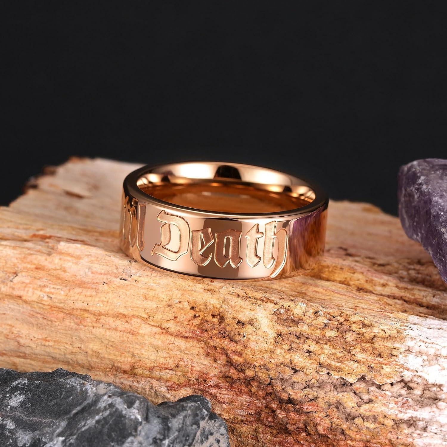 imageKing Will Till Death Men Wedding Band in Rose Gold 8mm Stainless Steel Wedding Ring for Men RoseGold Wedding Ring Polished CorrosionResistant Till Death Ring Comfort Fit Size 712Rose Gold