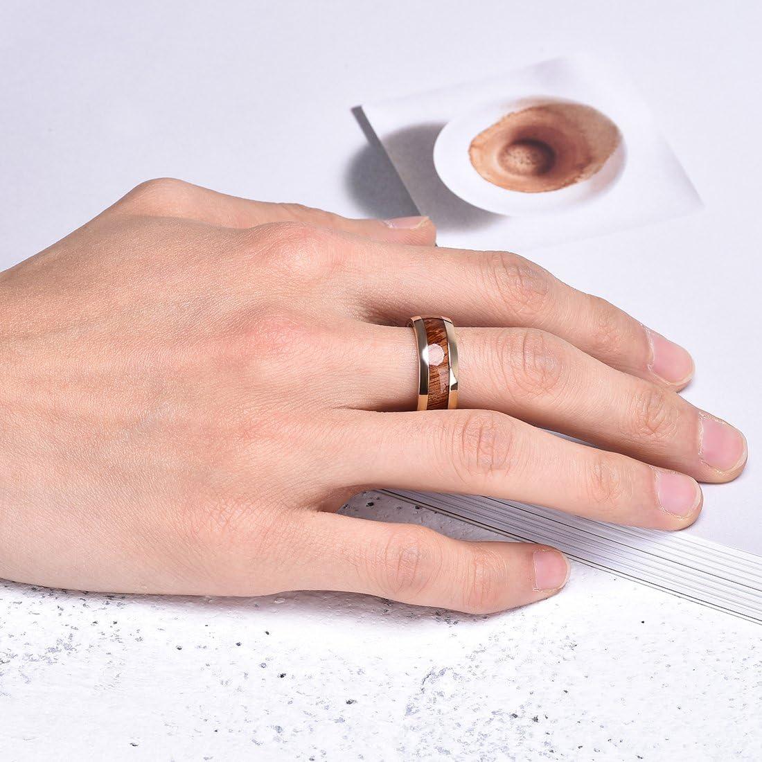 imageKing Will Titanium Wedding Band for Men 78mm BlackSilverGold Titanium Men Ring with KoaMaple Wood Inlay Wooden Wedding Ring for Men Women Comfort Fit Size 614CRose Gold 8mm Koa Wood