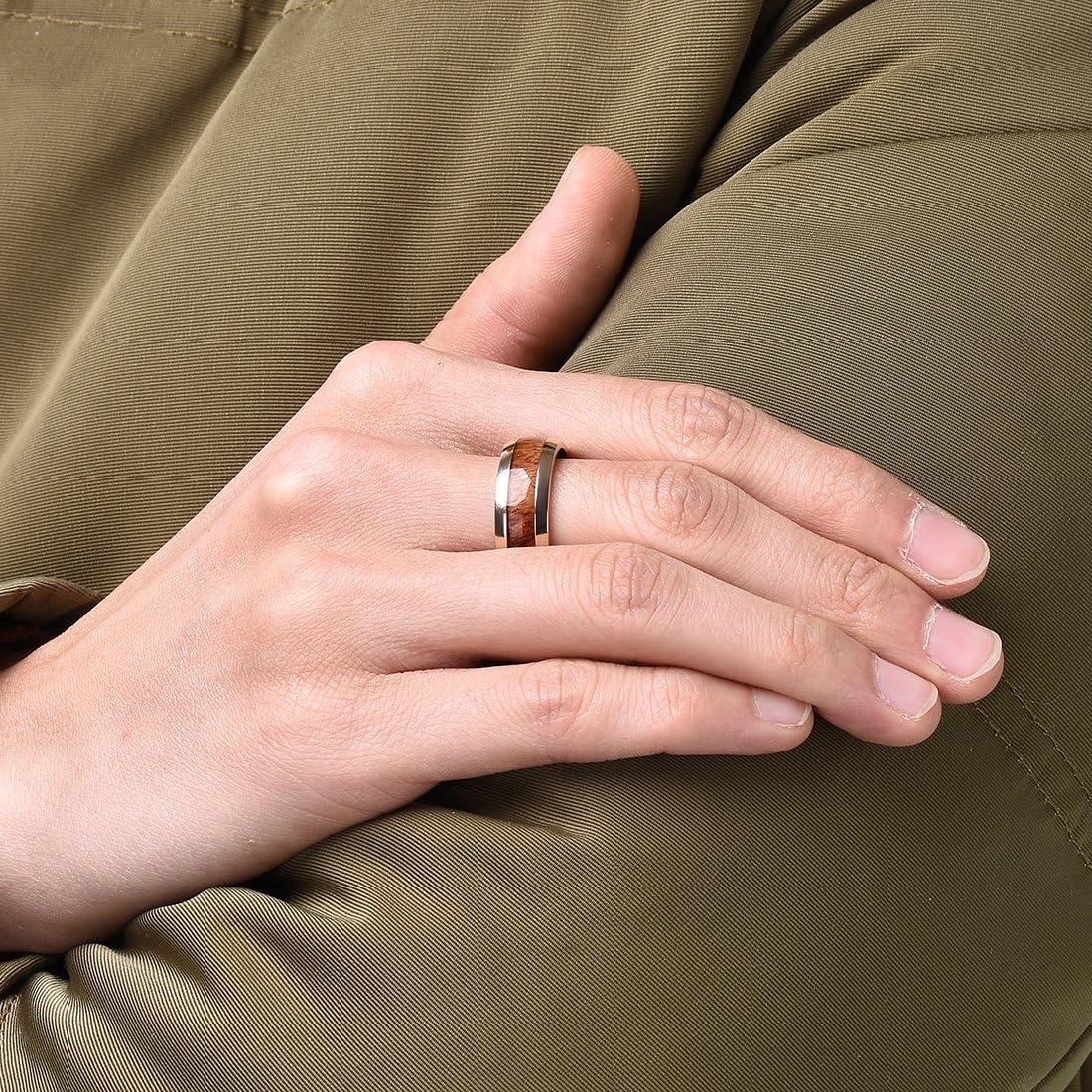 imageKing Will Titanium Wedding Band for Men 78mm BlackSilverGold Titanium Men Ring with KoaMaple Wood Inlay Wooden Wedding Ring for Men Women Comfort Fit Size 614CRose Gold 8mm Koa Wood