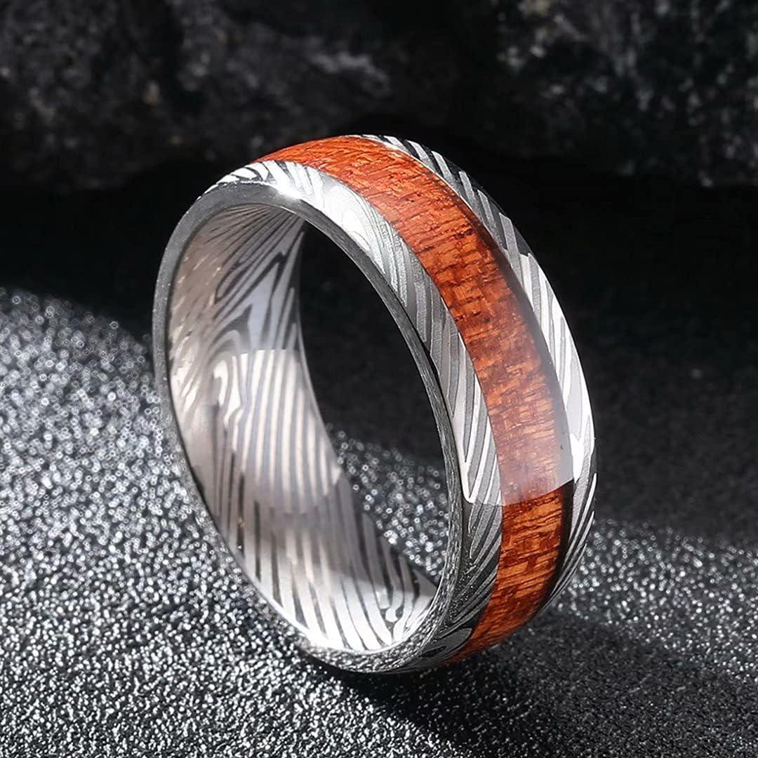 imageKing Will Titanium Wedding Band for Men 78mm BlackSilverGold Titanium Men Ring with KoaMaple Wood Inlay Wooden Wedding Ring for Men Women Comfort Fit Size 614CSliver Nature Wood