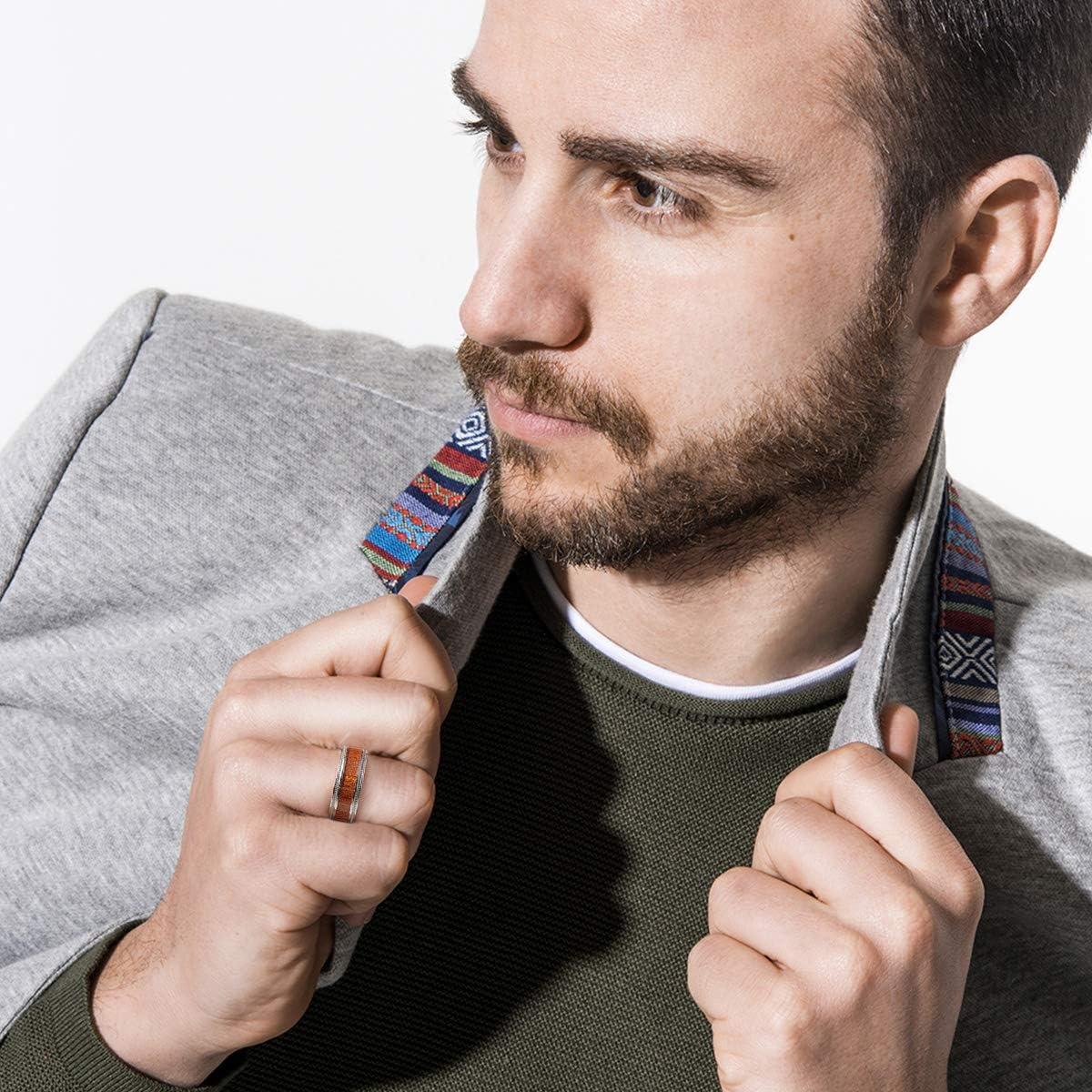 imageKing Will Titanium Wedding Band for Men 78mm BlackSilverGold Titanium Men Ring with KoaMaple Wood Inlay Wooden Wedding Ring for Men Women Comfort Fit Size 614ASilver Koa Wood