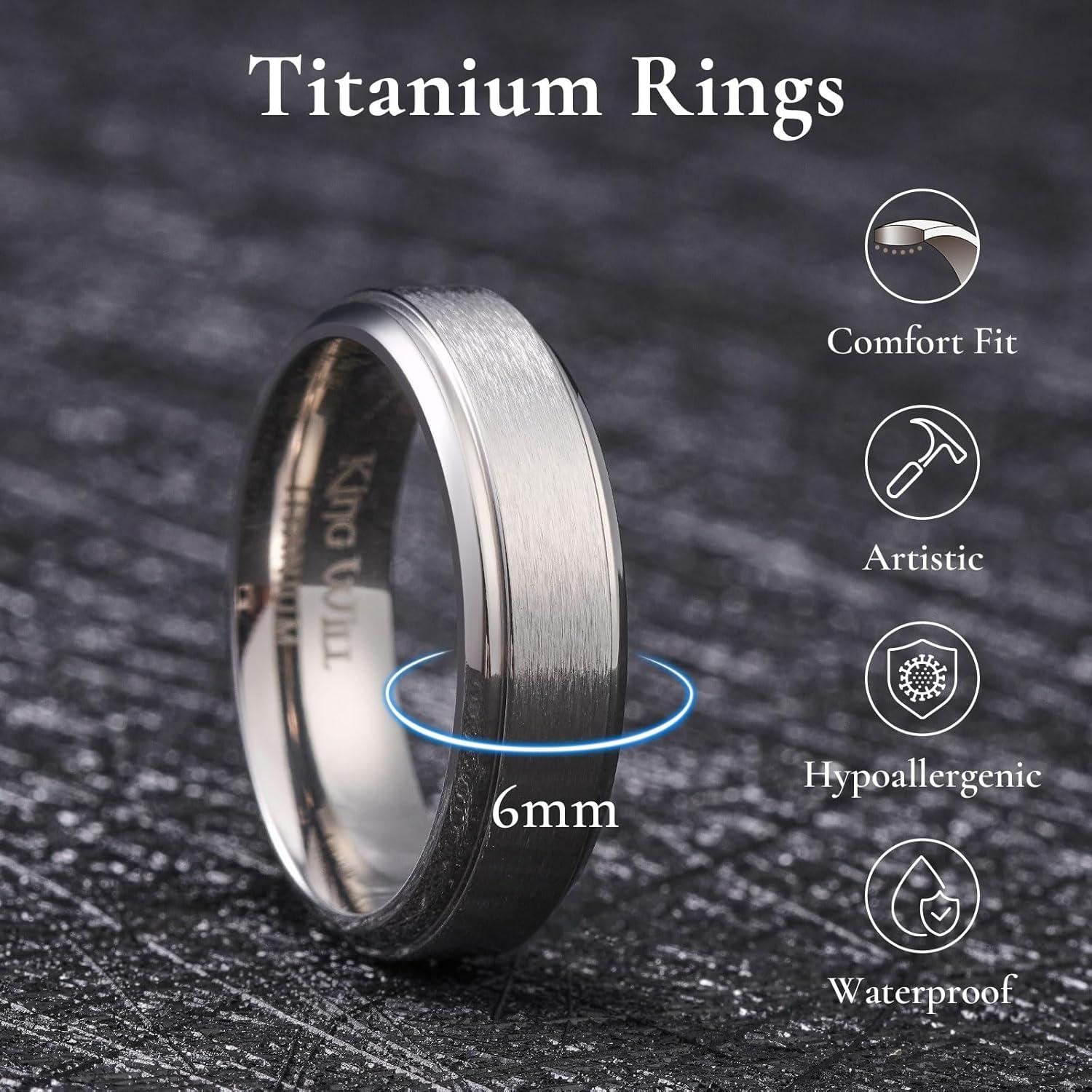 imageKing Will Titanium Wedding Band for Men Women 310mm Width BlackSliverGold High Purity Titanium Promise Wedding Ring Comfort Fit for Daily Wear Size 614GGoldSliver6mm