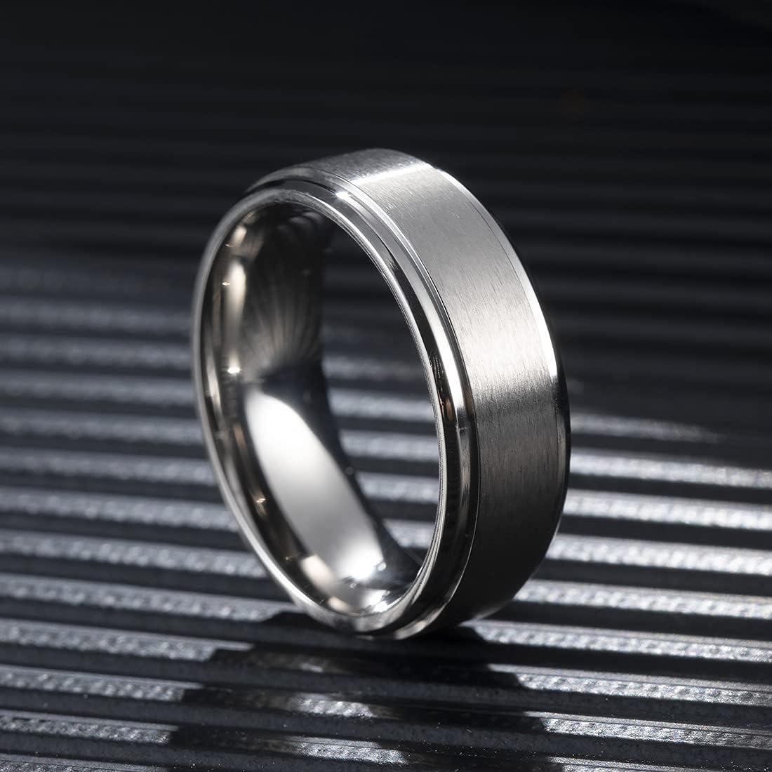 imageKing Will Titanium Wedding Band for Men Women 310mm Width BlackSliverGold High Purity Titanium Promise Wedding Ring Comfort Fit for Daily Wear Size 614BSilver 8mm