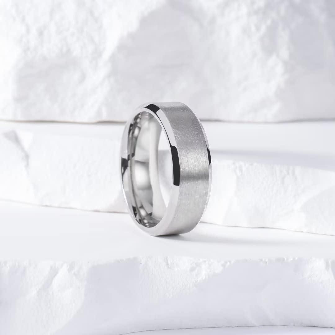 imageKing Will Titanium Wedding Band for Men Women 310mm Width BlackSliverGold High Purity Titanium Promise Wedding Ring Comfort Fit for Daily Wear Size 614CSilver 7mm