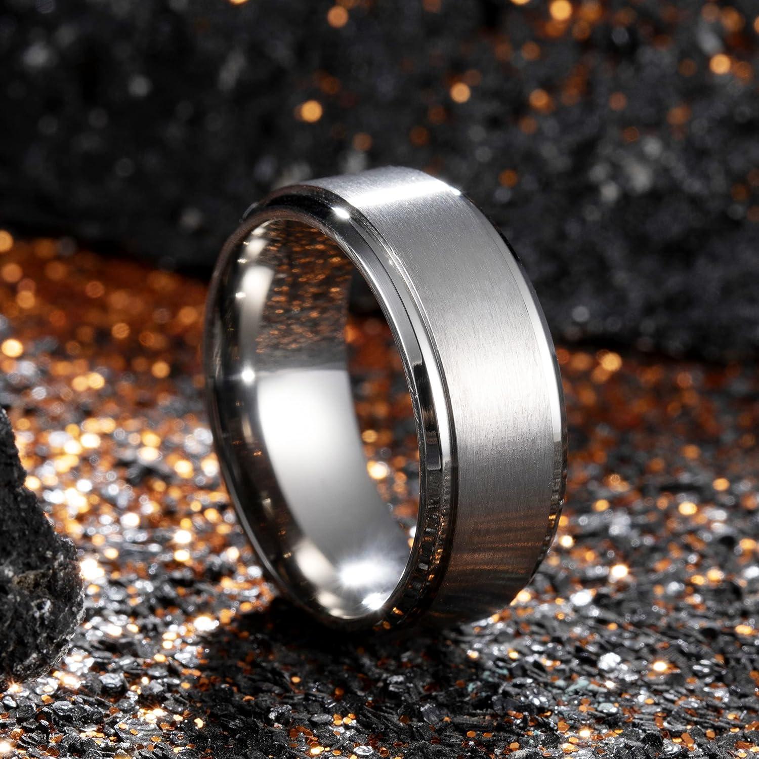 imageKing Will Titanium Wedding Band for Men Women 310mm Width BlackSliverGold High Purity Titanium Promise Wedding Ring Comfort Fit for Daily Wear Size 614BSilver 9mm