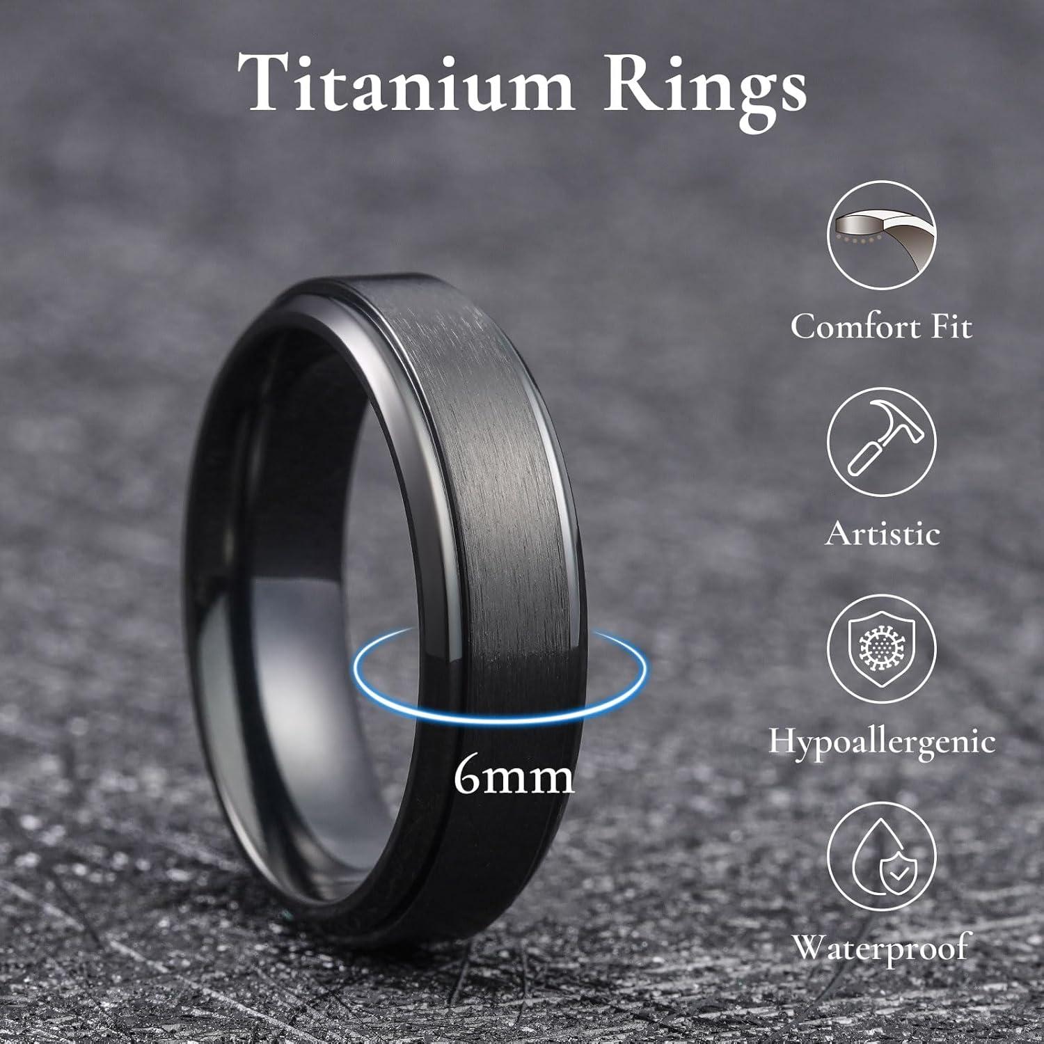 imageKing Will Titanium Wedding Band for Men Women 310mm Width BlackSliverGold High Purity Titanium Promise Wedding Ring Comfort Fit for Daily Wear Size 614GBlackSliver6mm