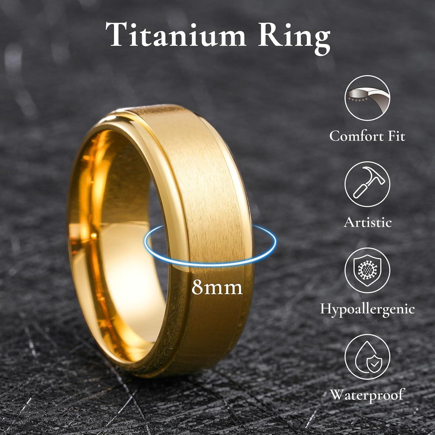 imageKing Will Titanium Wedding Band for Men Women 310mm Width BlackSliverGold High Purity Titanium Promise Wedding Ring Comfort Fit for Daily Wear Size 614GGoldSliver8mm