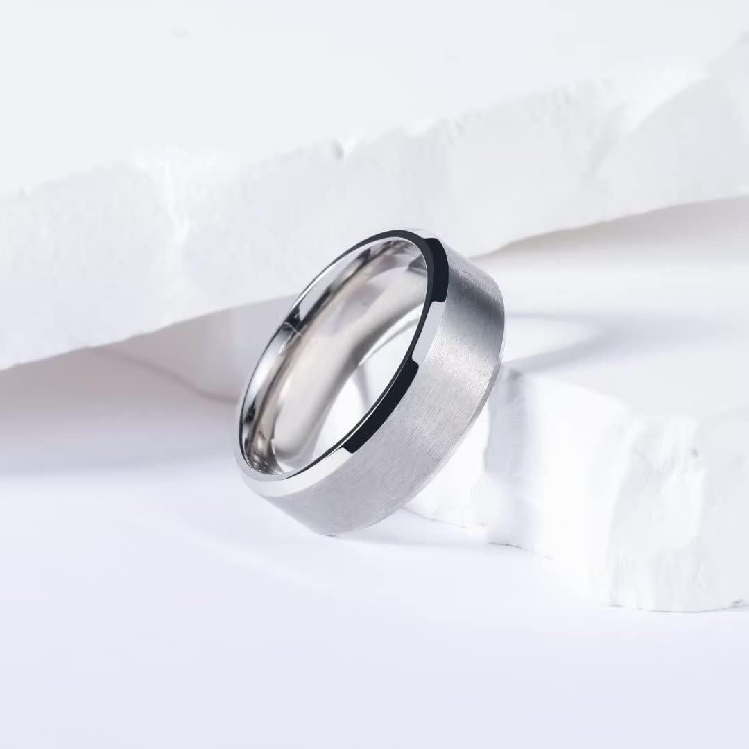 imageKing Will Titanium Wedding Band for Men Women 310mm Width BlackSliverGold High Purity Titanium Promise Wedding Ring Comfort Fit for Daily Wear Size 614CSilver 7mm