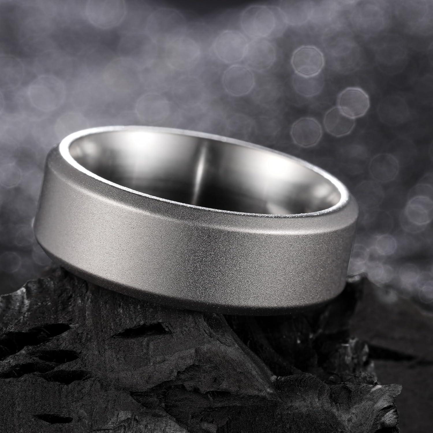 imageKing Will Titanium Wedding Band for Men Women 310mm Width BlackSliverGold High Purity Titanium Promise Wedding Ring Comfort Fit for Daily Wear Size 614FSliver 8mm Frosted