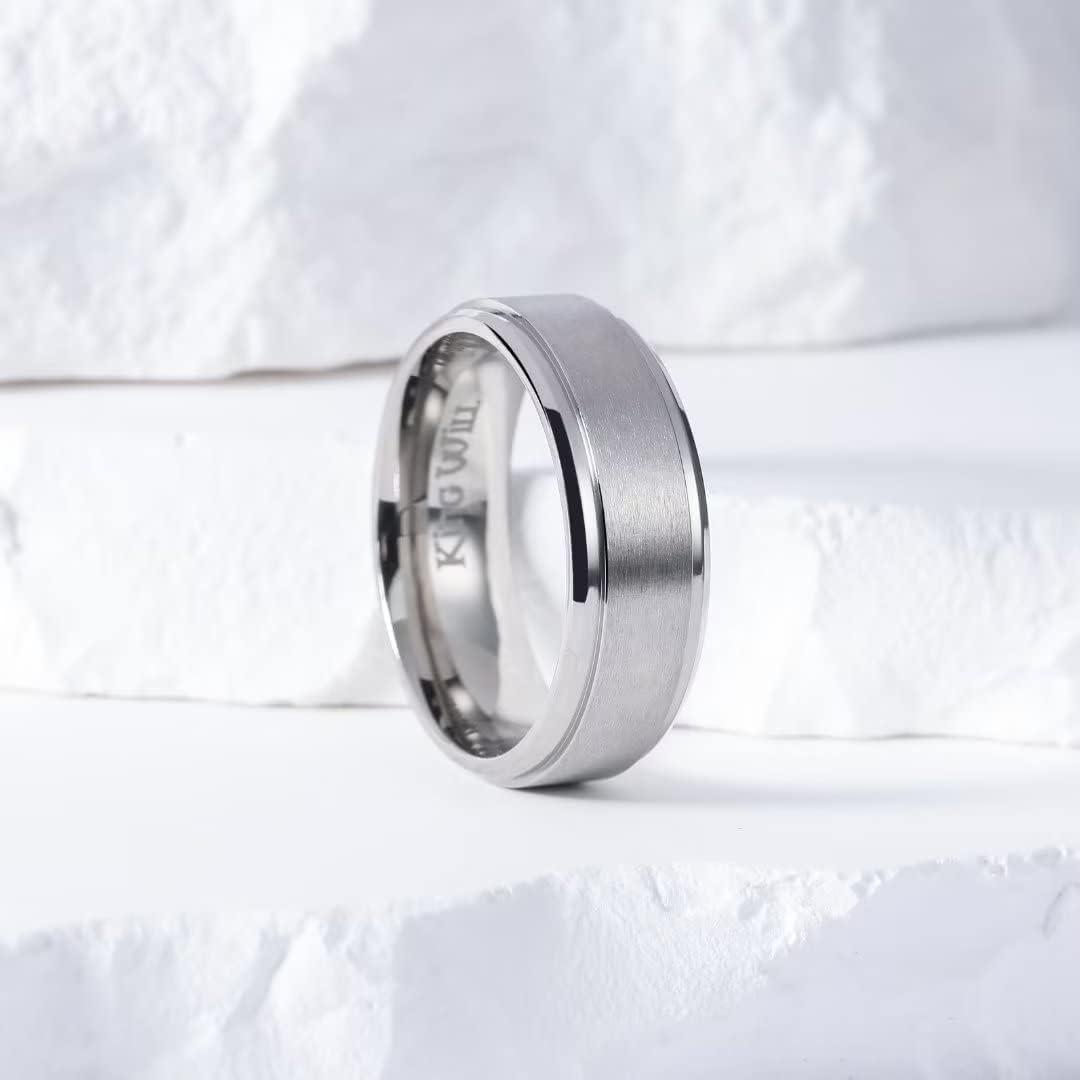 imageKing Will Titanium Wedding Band for Men Women 310mm Width BlackSliverGold High Purity Titanium Promise Wedding Ring Comfort Fit for Daily Wear Size 614BSilver 7mm