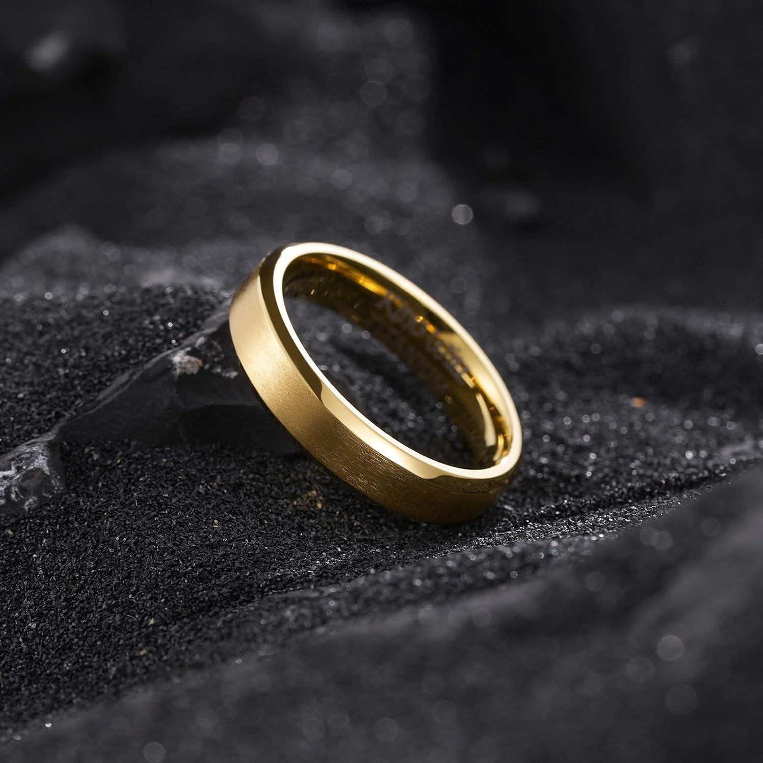 imageKing Will Titanium Wedding Band for Men Women 310mm Width BlackSliverGold High Purity Titanium Promise Wedding Ring Comfort Fit for Daily Wear Size 614DGold 5mm