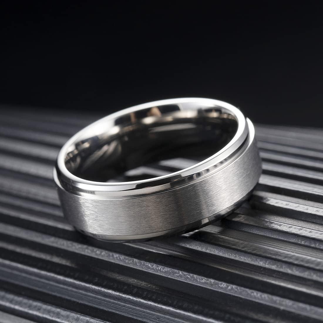 imageKing Will Titanium Wedding Band for Men Women 310mm Width BlackSliverGold High Purity Titanium Promise Wedding Ring Comfort Fit for Daily Wear Size 614BSilver 8mm