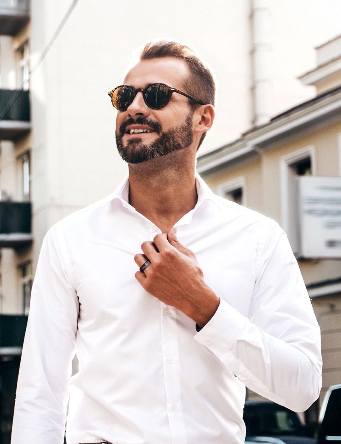 imageKing Will Titanium Wedding Band for Men Women8mm Black Titanium Rings with Multicolor Foils Inlay Durable Wedding Rings with Domed ampamp Flat Cut Style Comfort Fit Size 713BBlackGreen