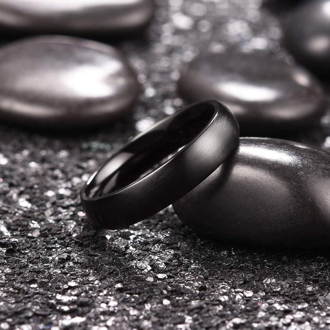 imageKing Will Titanium Wedding Band for Men WomenSliverBlackGold Plated Pure Titanium Wedding Ring 39mm Widths Available Brushed Matte Design Comfort Fit Size 416BAll Black5mm