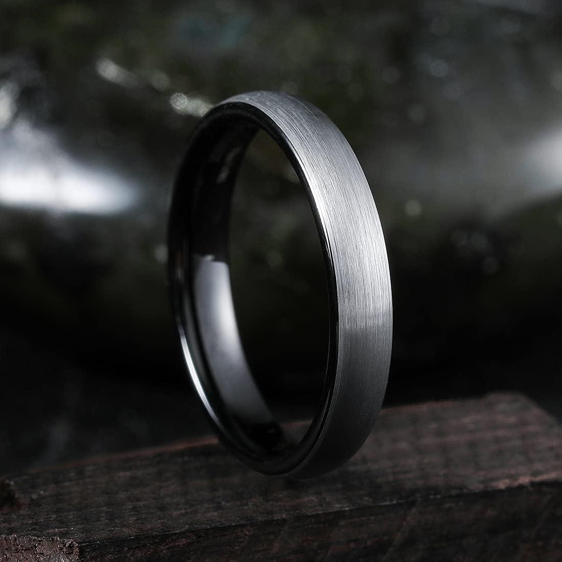 imageKing Will Titanium Wedding Band for Men WomenSliverBlackGold Plated Pure Titanium Wedding Ring 39mm Widths Available Brushed Matte Design Comfort Fit Size 416CInner Black4mm