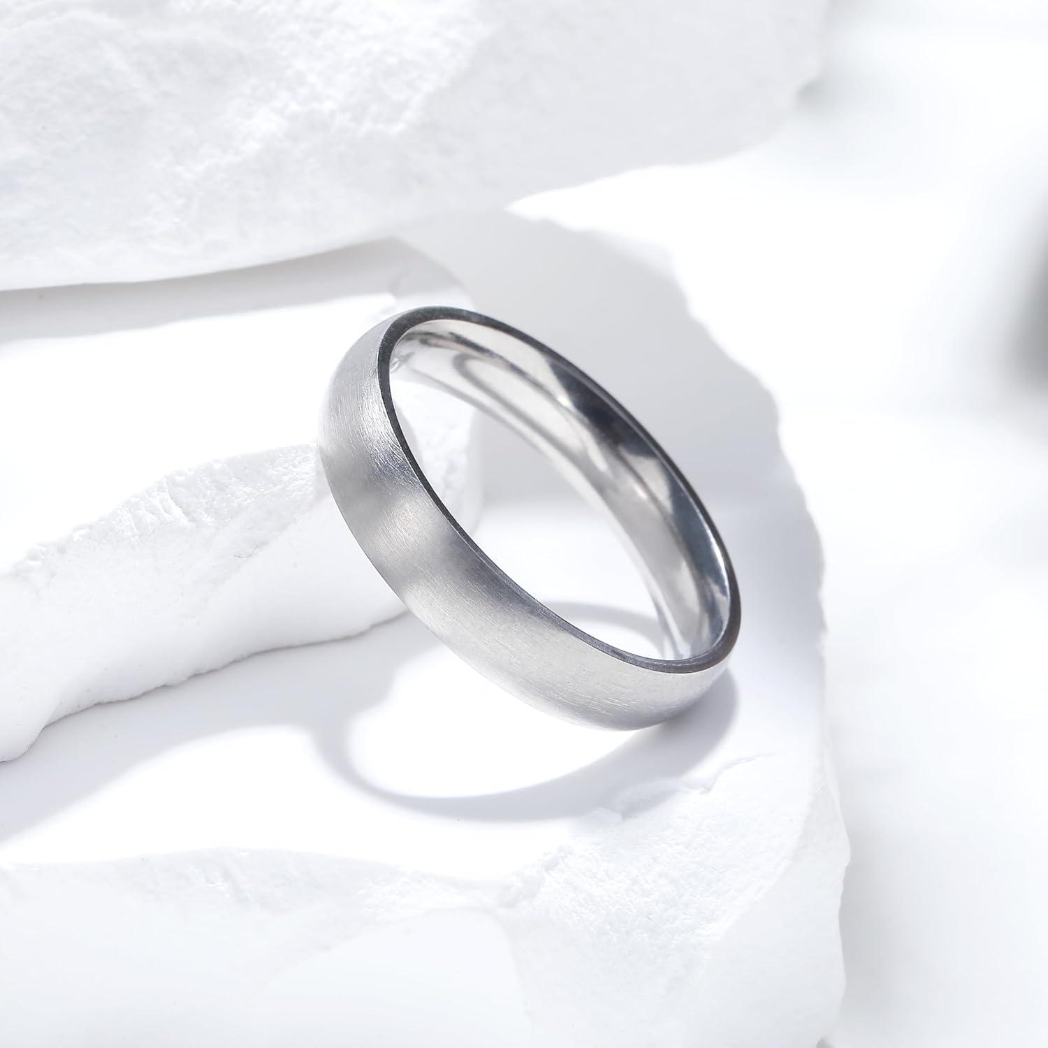 imageKing Will Titanium Wedding Band for Men WomenSliverBlackGold Plated Pure Titanium Wedding Ring 39mm Widths Available Brushed Matte Design Comfort Fit Size 416AAll silver5mm