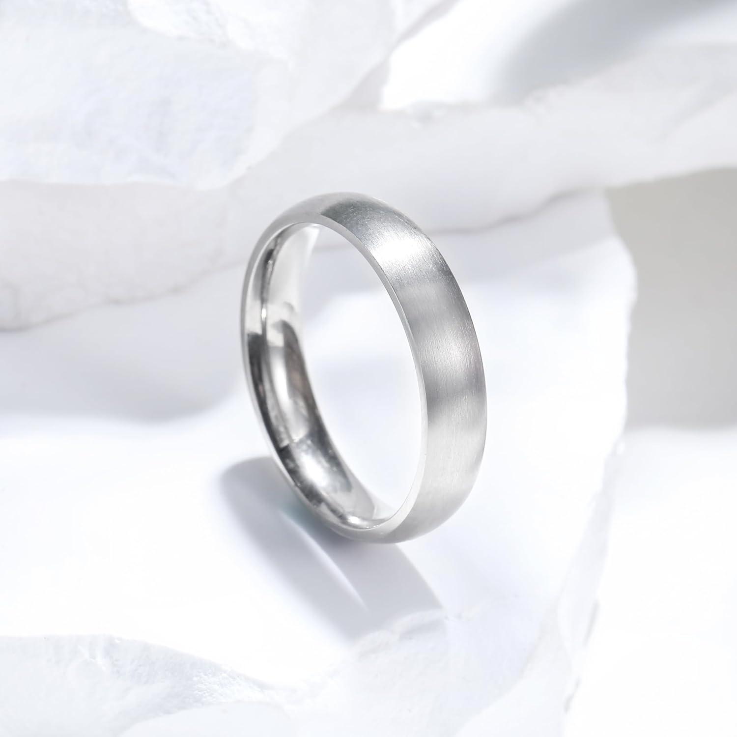 imageKing Will Titanium Wedding Band for Men WomenSliverBlackGold Plated Pure Titanium Wedding Ring 39mm Widths Available Brushed Matte Design Comfort Fit Size 416AAll silver5mm