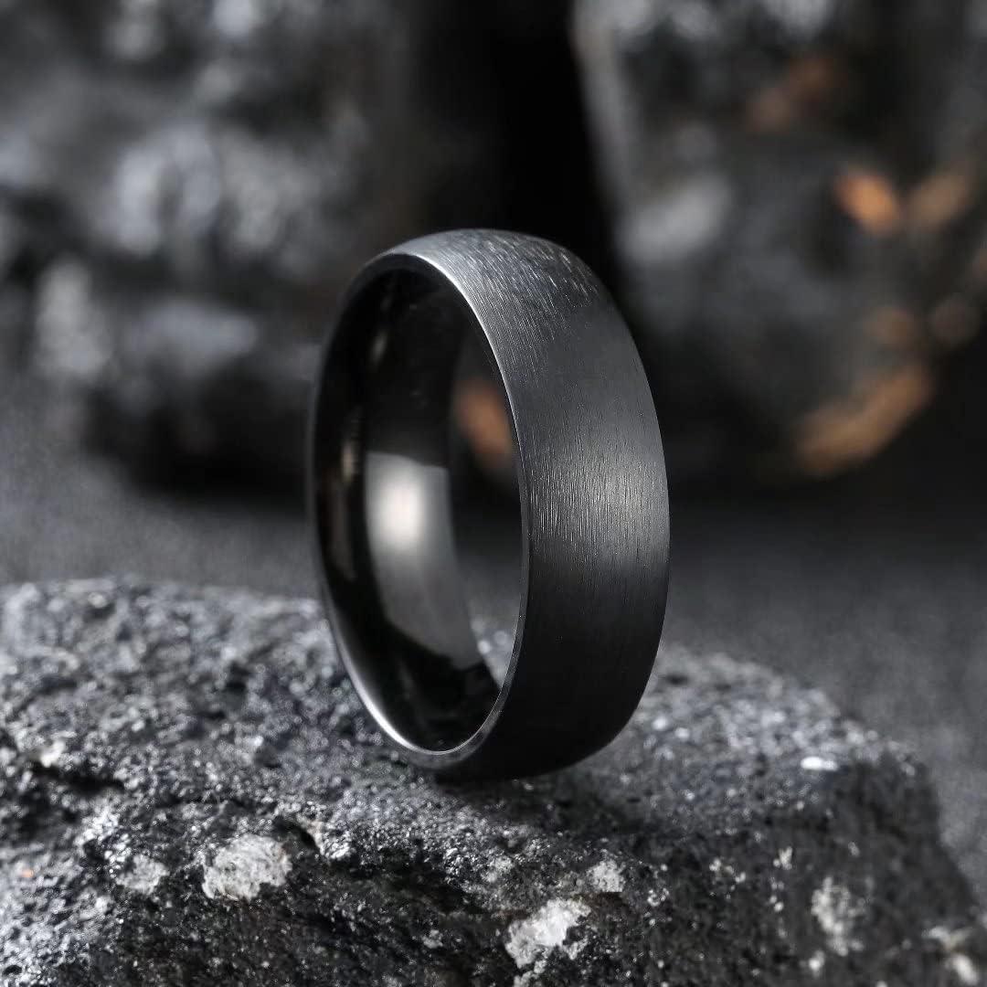 imageKing Will Titanium Wedding Band for Men WomenSliverBlackGold Plated Pure Titanium Wedding Ring 39mm Widths Available Brushed Matte Design Comfort Fit Size 416BAll Black7mm