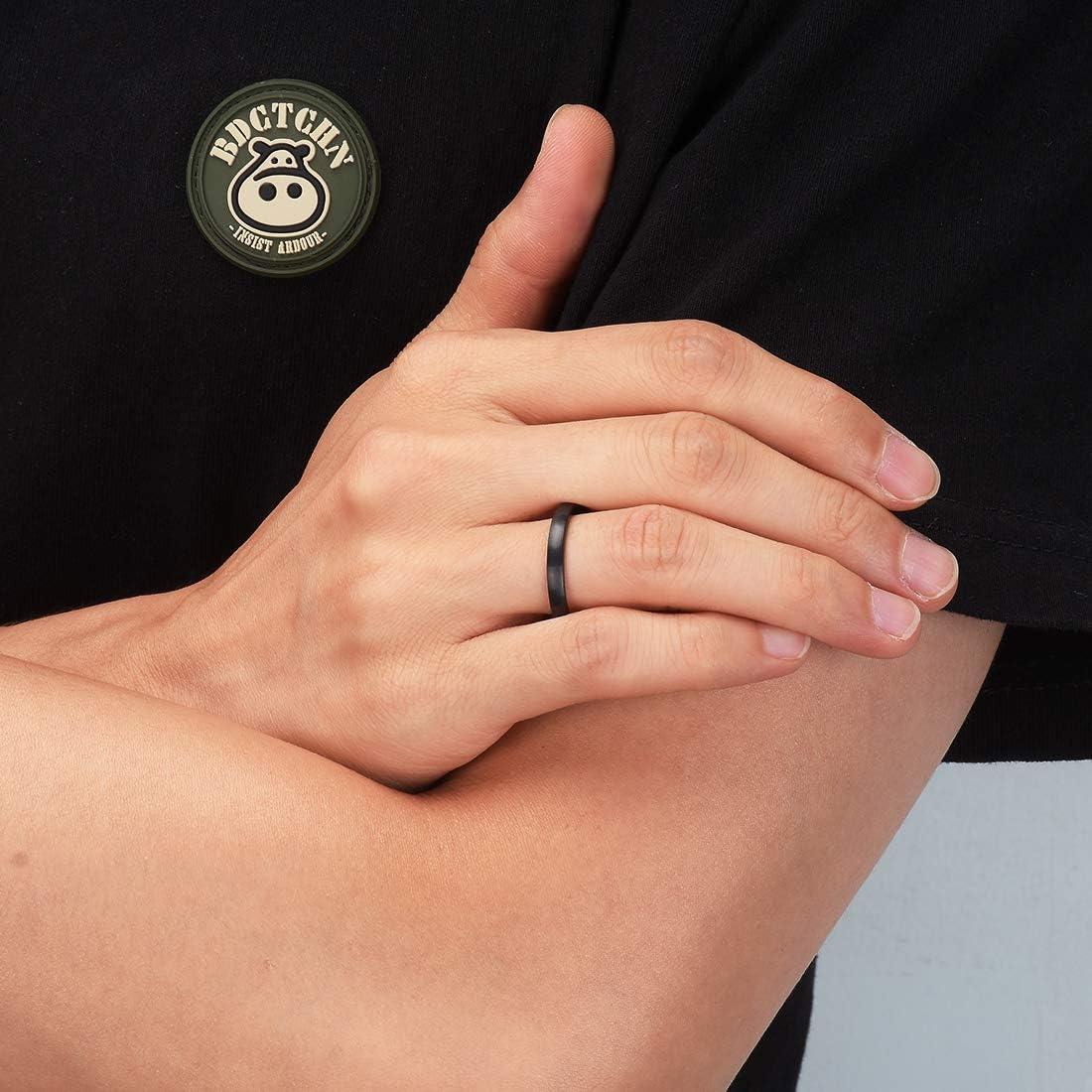 imageKing Will Titanium Wedding Band for Men WomenSliverBlackGold Plated Pure Titanium Wedding Ring 39mm Widths Available Brushed Matte Design Comfort Fit Size 416BAll Black3mm