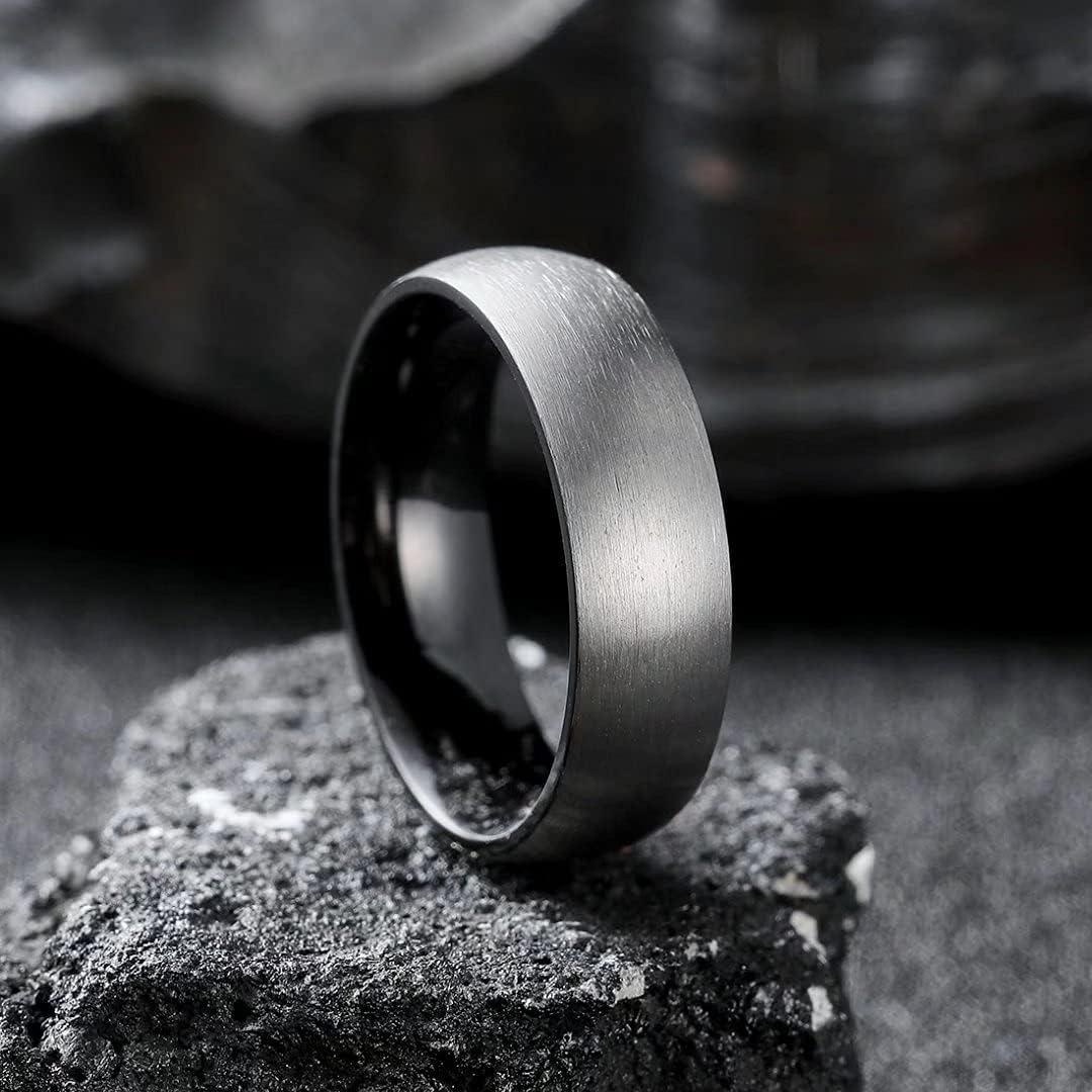 imageKing Will Titanium Wedding Band for Men WomenSliverBlackGold Plated Pure Titanium Wedding Ring 39mm Widths Available Brushed Matte Design Comfort Fit Size 416CInner Black7m