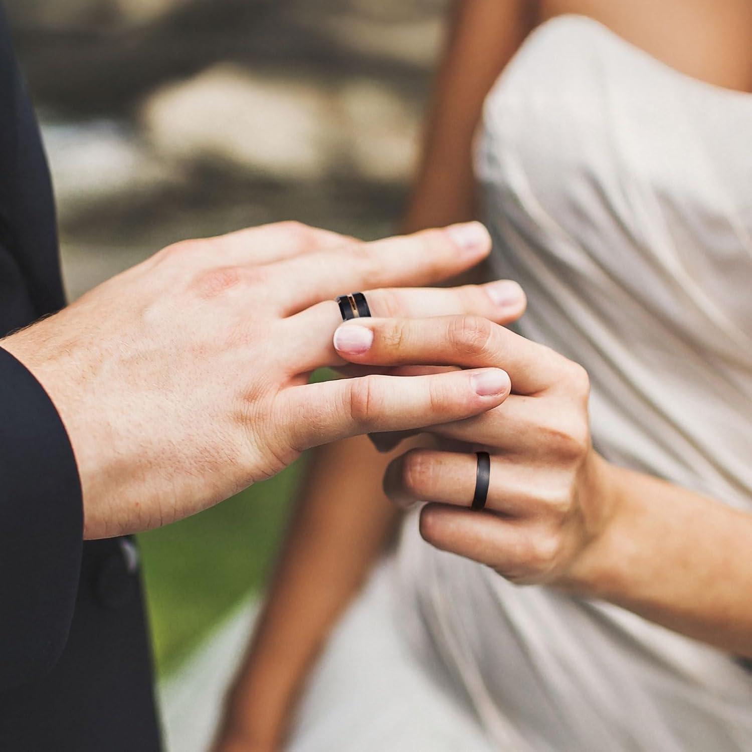 imageKing Will Titanium Wedding Band for Men WomenSliverBlackGold Plated Pure Titanium Wedding Ring 39mm Widths Available Brushed Matte Design Comfort Fit Size 416BAll Black5mm