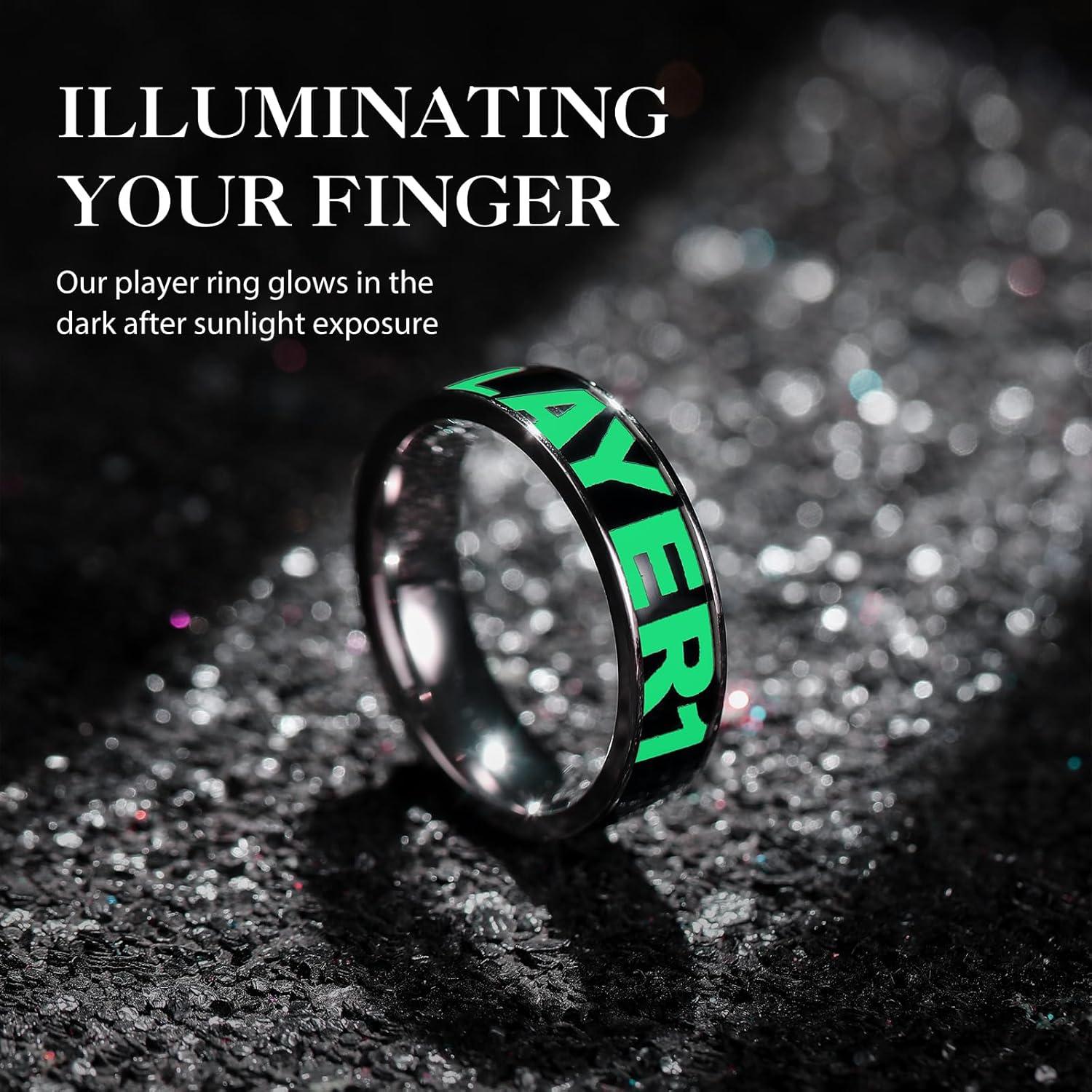 imageKing Will Titanium Wedding Ring for Men BlueGreen Game Player 12 Glowinthedark Ring for Couple Luminous Ring Gift for Him 6mm WidthGreen 6mm
