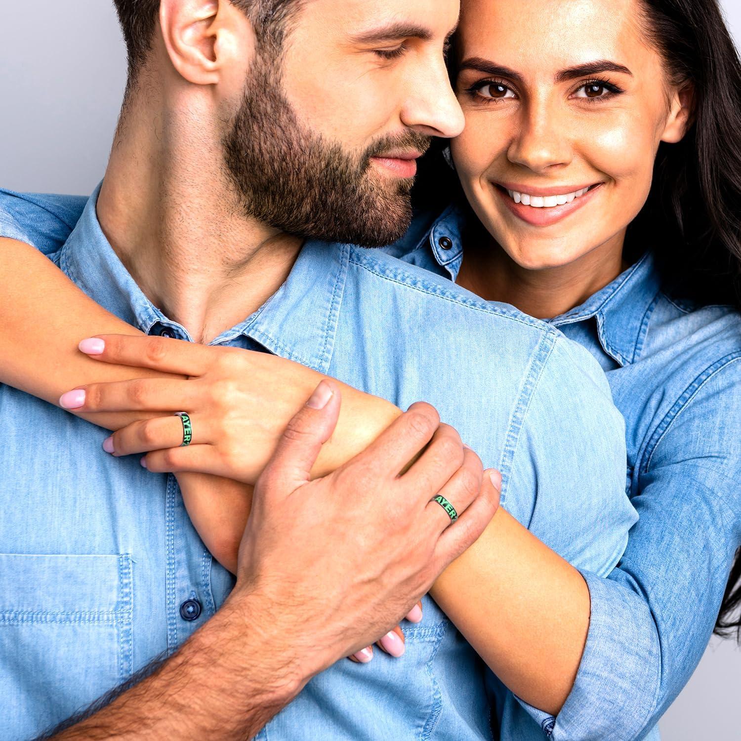 imageKing Will Titanium Wedding Ring for Men BlueGreen Game Player 12 Glowinthedark Ring for Couple Luminous Ring Gift for Him 6mm WidthGreen 6mm