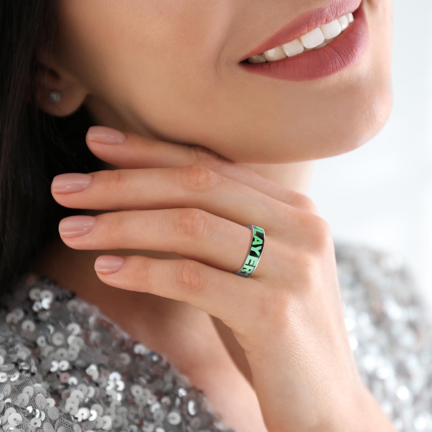 imageKing Will Titanium Wedding Ring for Men BlueGreen Game Player 12 Glowinthedark Ring for Couple Luminous Ring Gift for Him 6mm WidthGreen 6mm