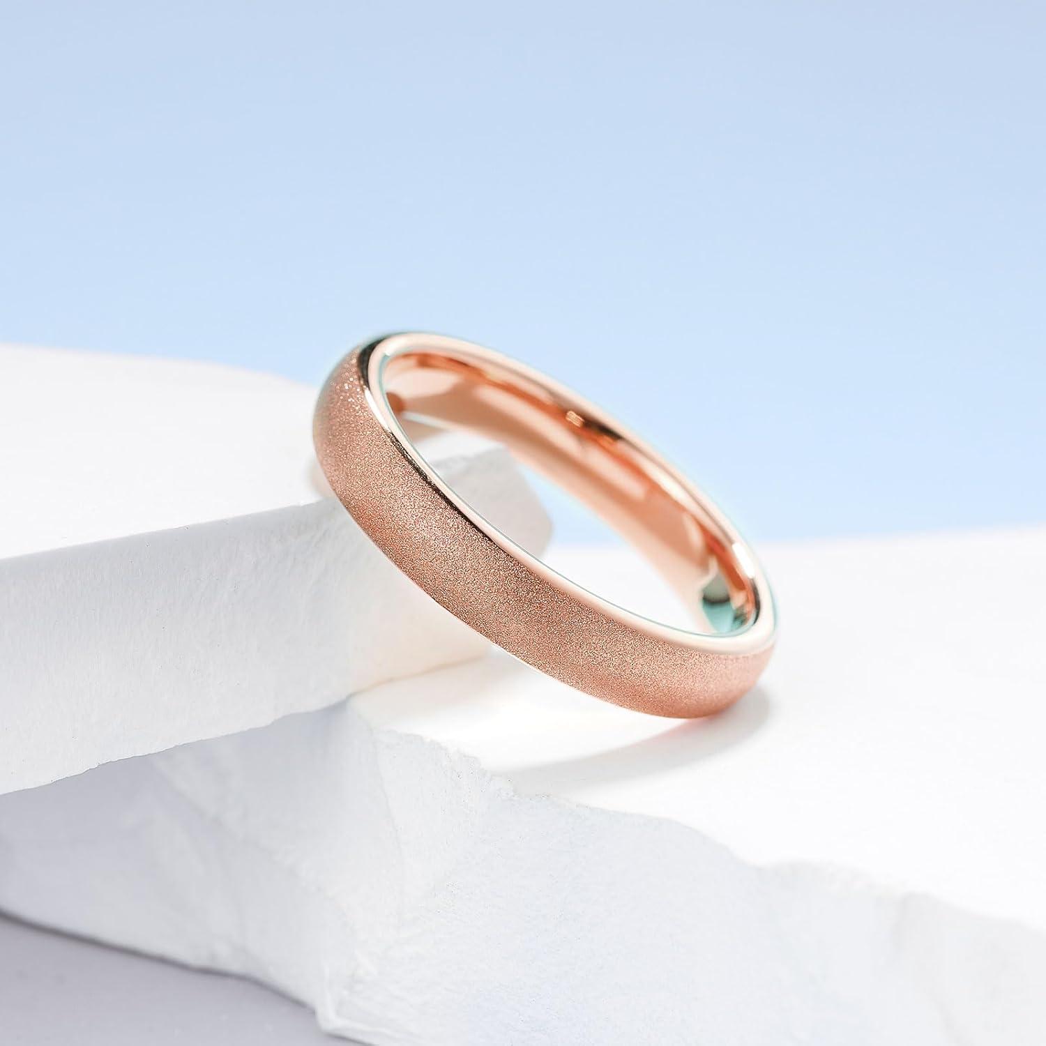 imageKing Will Tungsten Carbide Wedding Band for Men 8mm Black High Polished Domed Blue Green Gold 3D Stars Inlay Mens Ring for Everyday Wear Comfort Fit Size 714Rose Gold